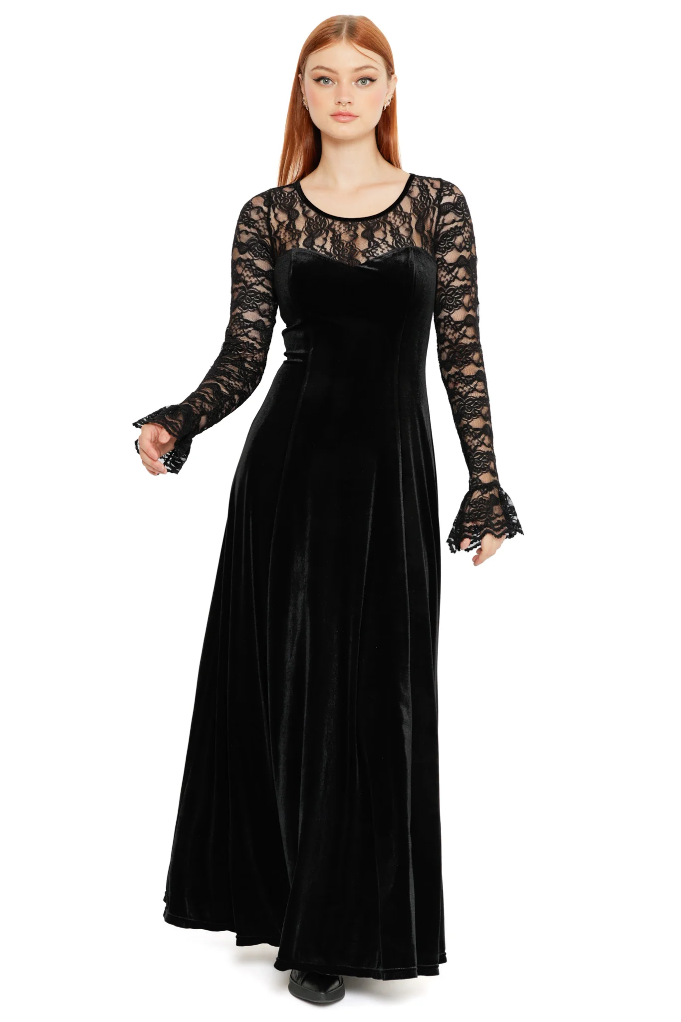 Abyss Lace Long Sleeve Velvet Maxi Dress - Image 6