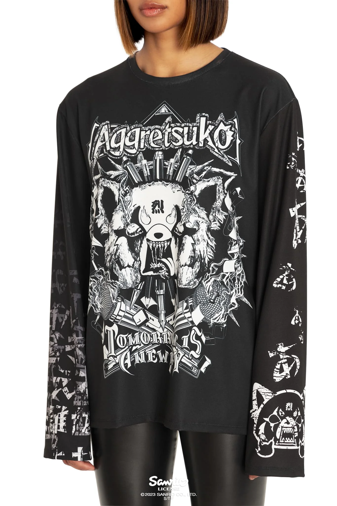 Aggretsuko Long Sleeve Oversized Boyfriend Tee - Image 4