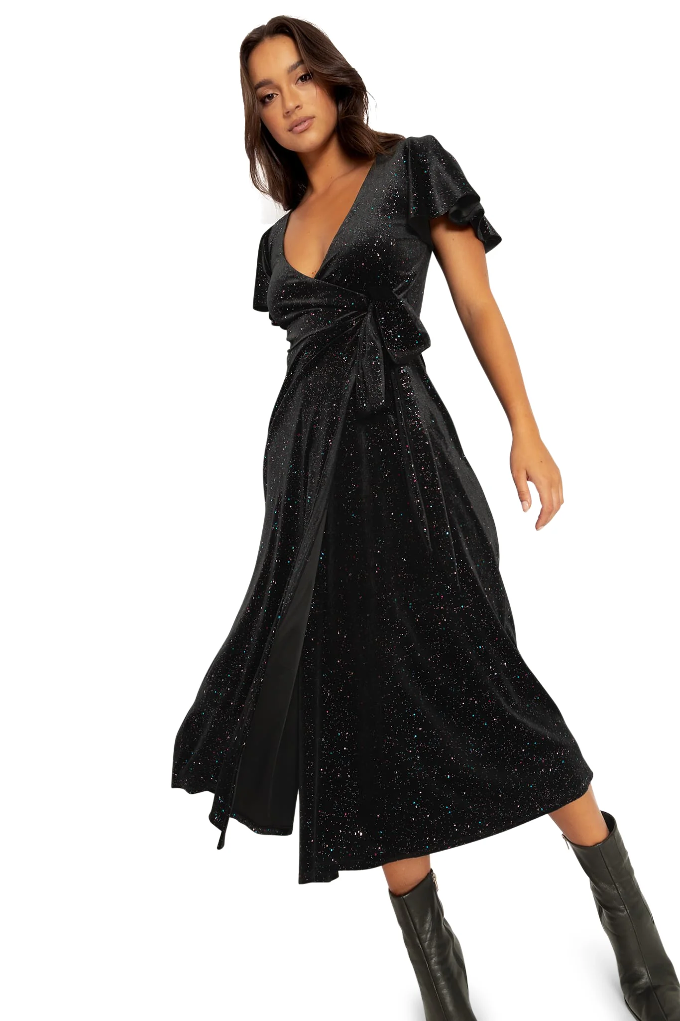 All That Glitters Velvet Wrap Midaxi Dress - Image 6