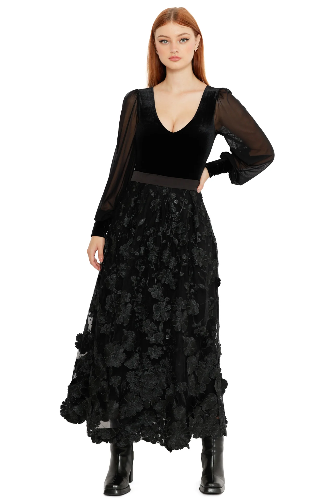 Altered Colour Lace Maxi Skirt - Image 3