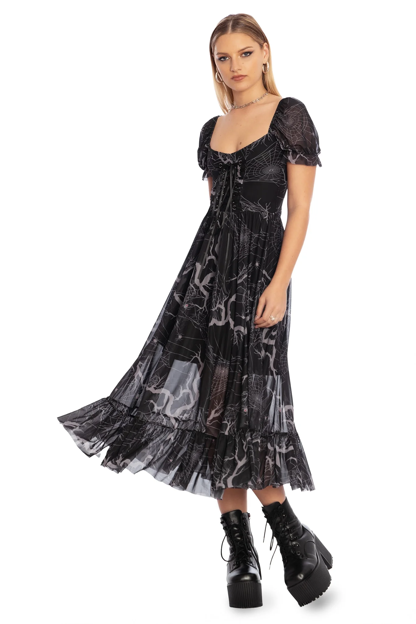 Arachnid Sheer Corseted Midaxi Dress - Image 6