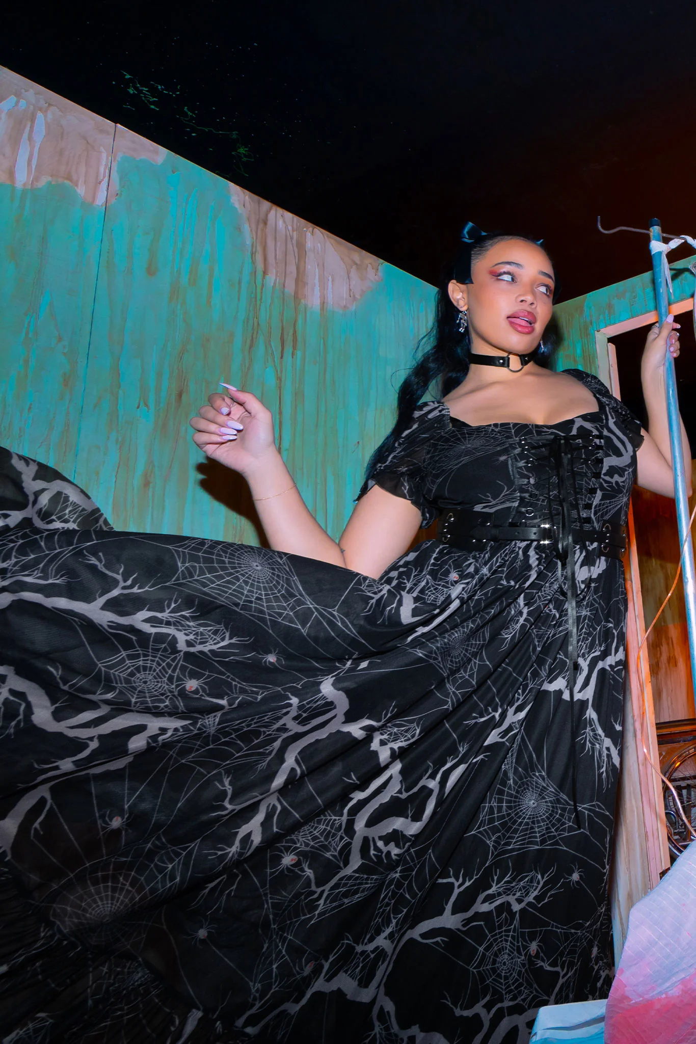 Arachnid Sheer Corseted Midaxi Dress - Image 8