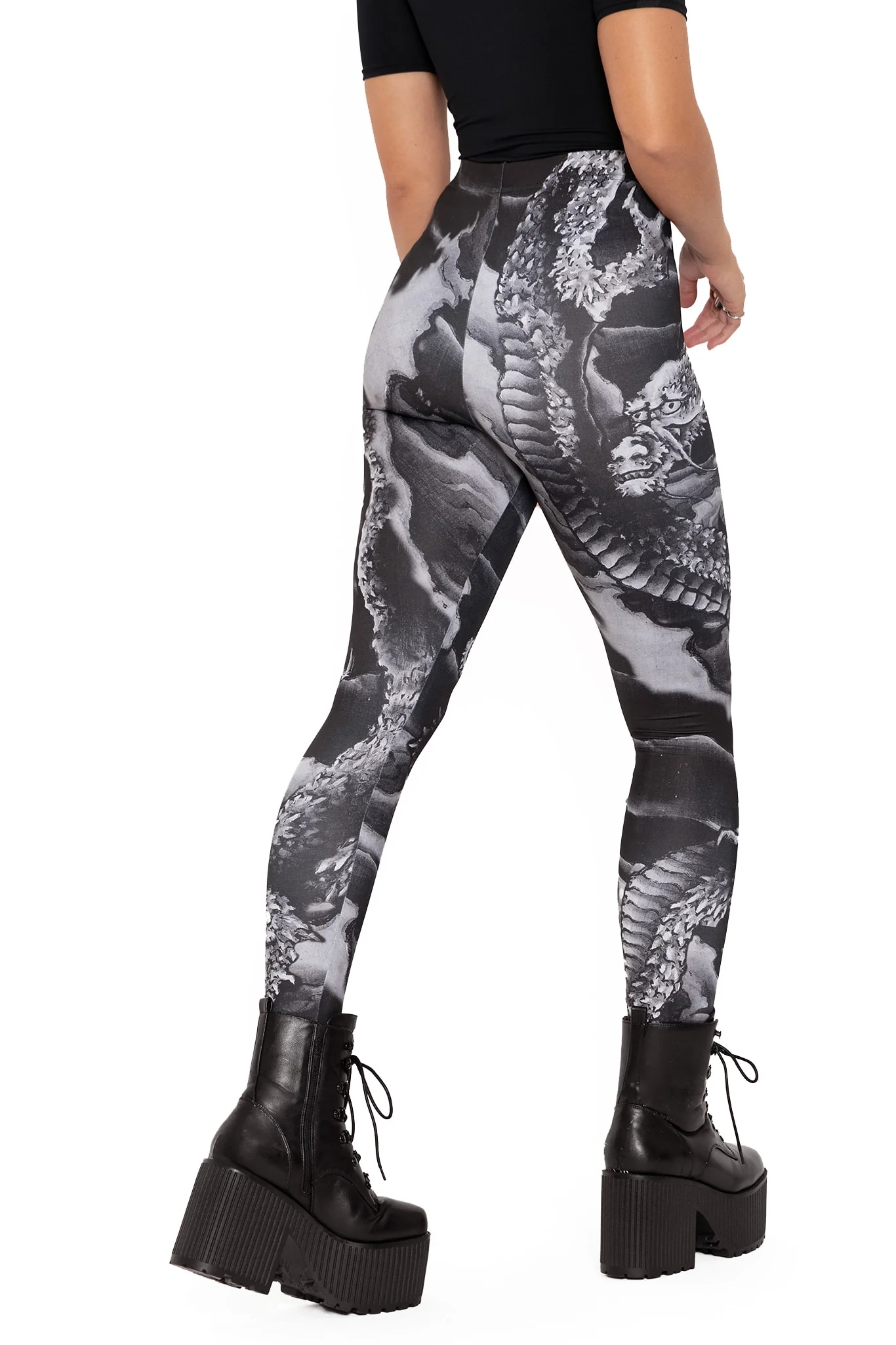 Ascending Dragon Descending Dragon High Waisted Matte Finish Leggings - Image 2