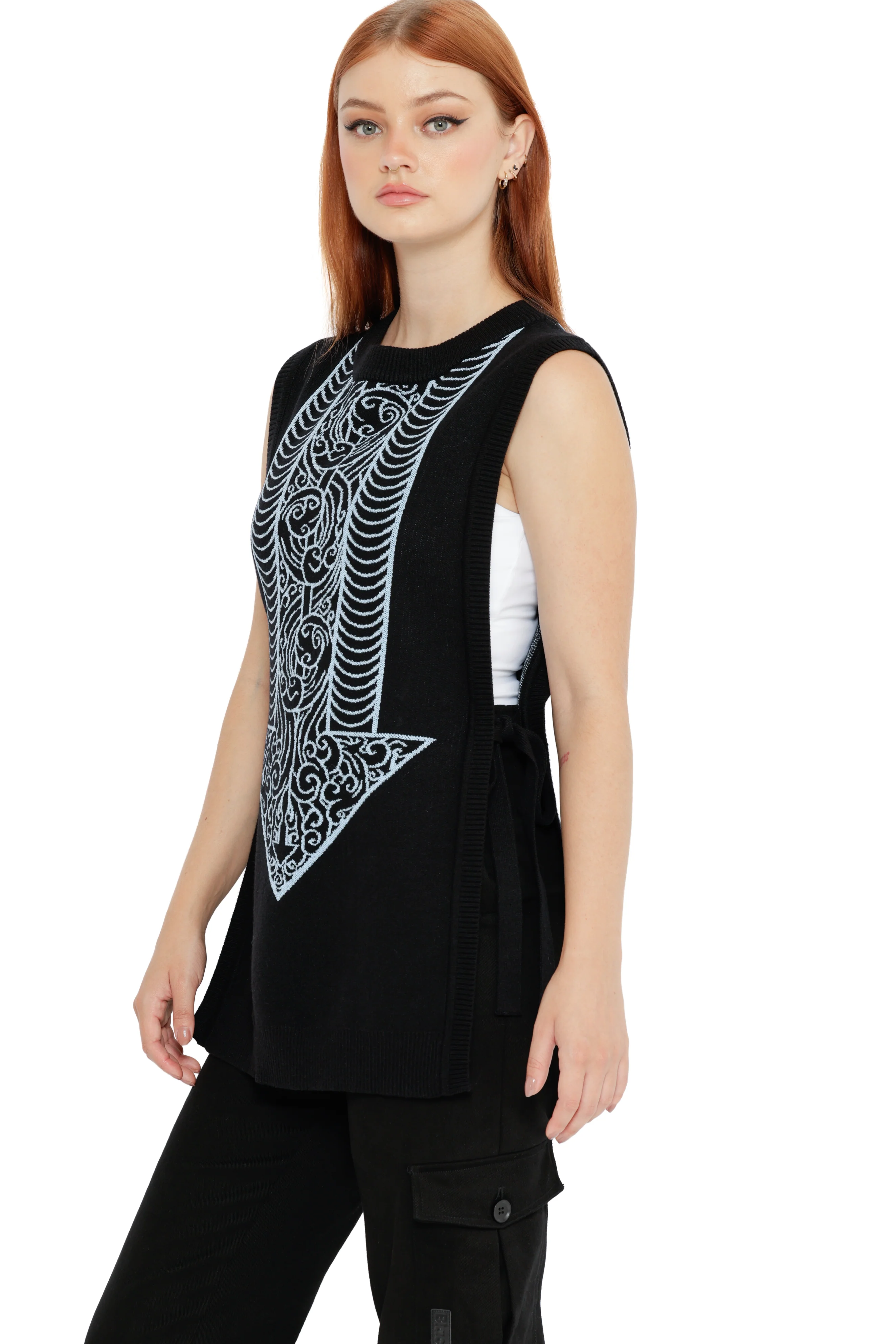 Avatar State Tie Side Oversized Knit Vest