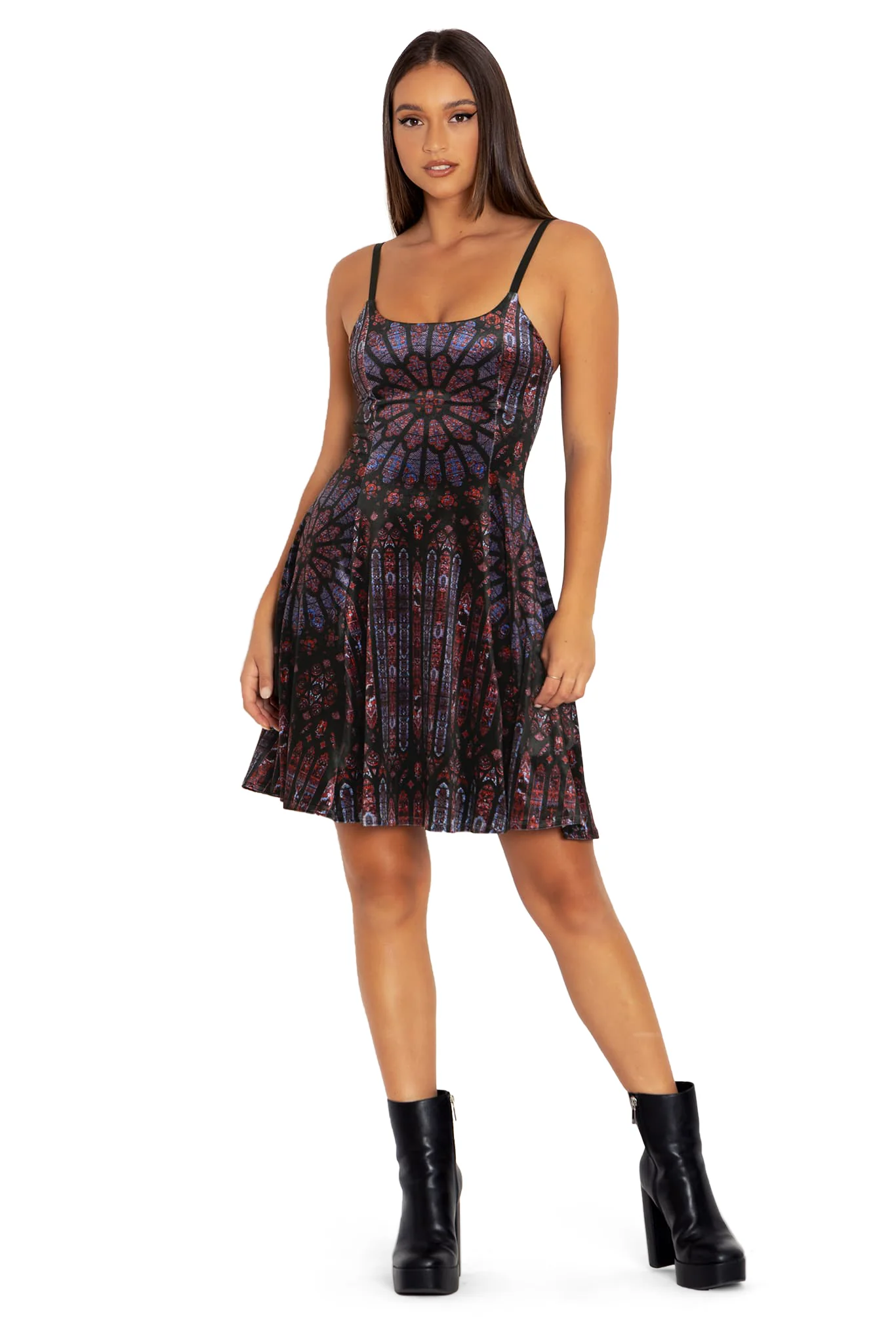 Basilica Of Saint-Denis Velvet Scoop Longline Strappy Dress - Image 6
