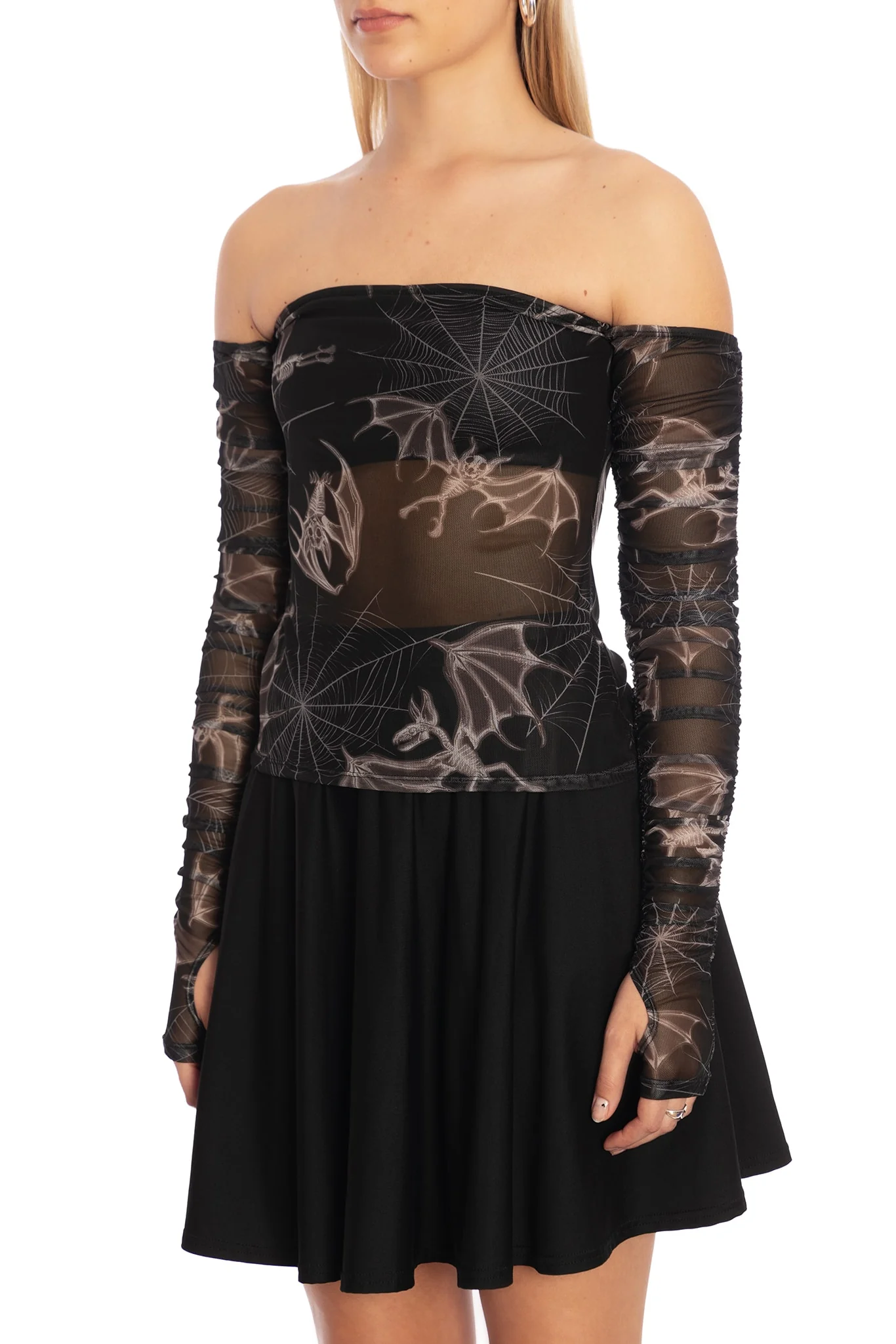 Bat Bones Sheer Off The Shoulder Top - Image 3