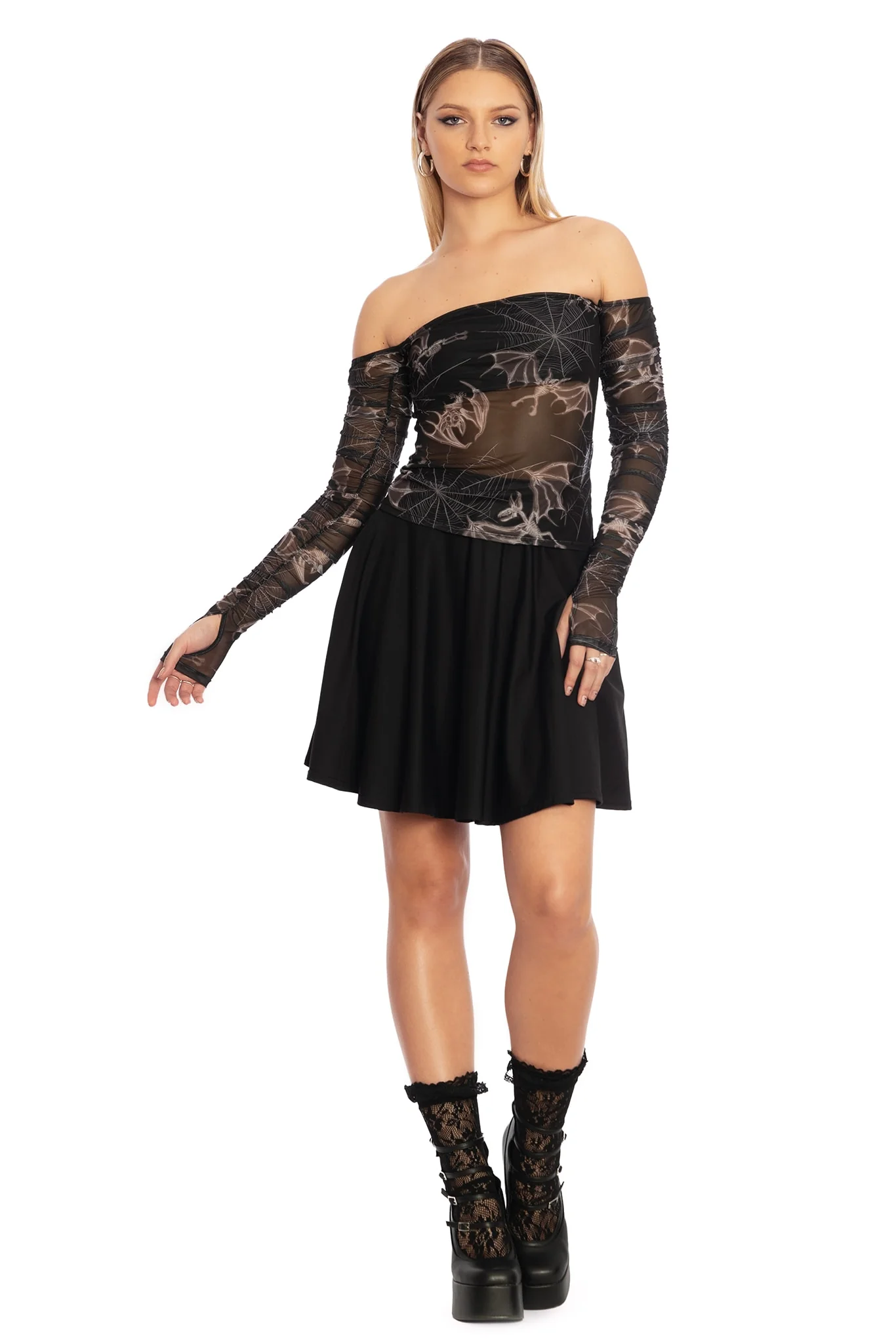 Bat Bones Sheer Off The Shoulder Top - Image 6