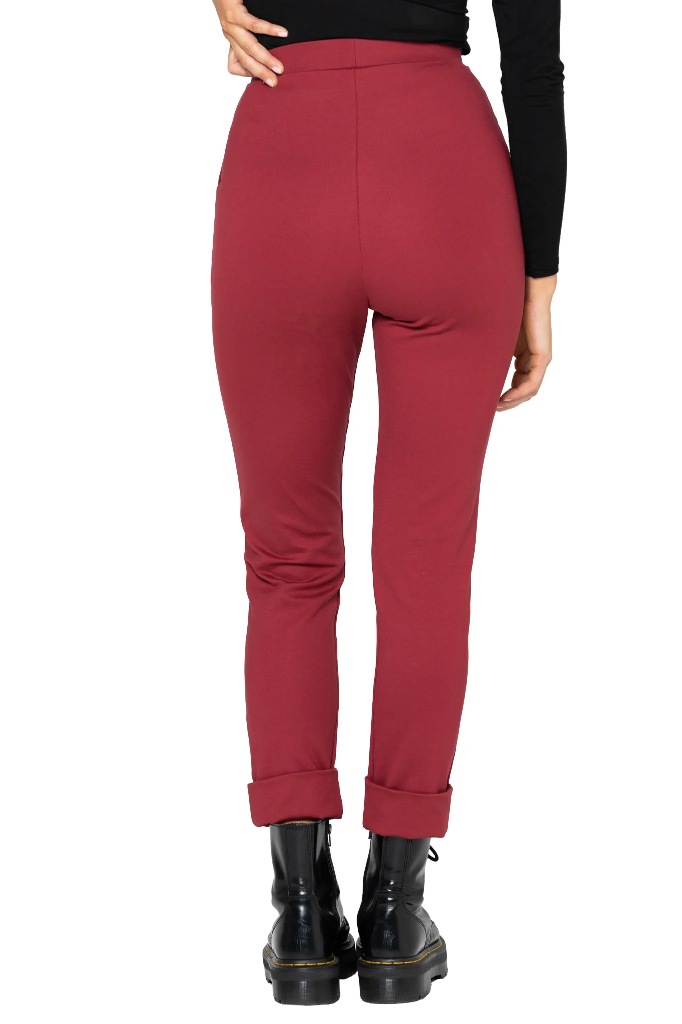 Berry Push It Ponte High Waisted Cuffed Pants - Image 2