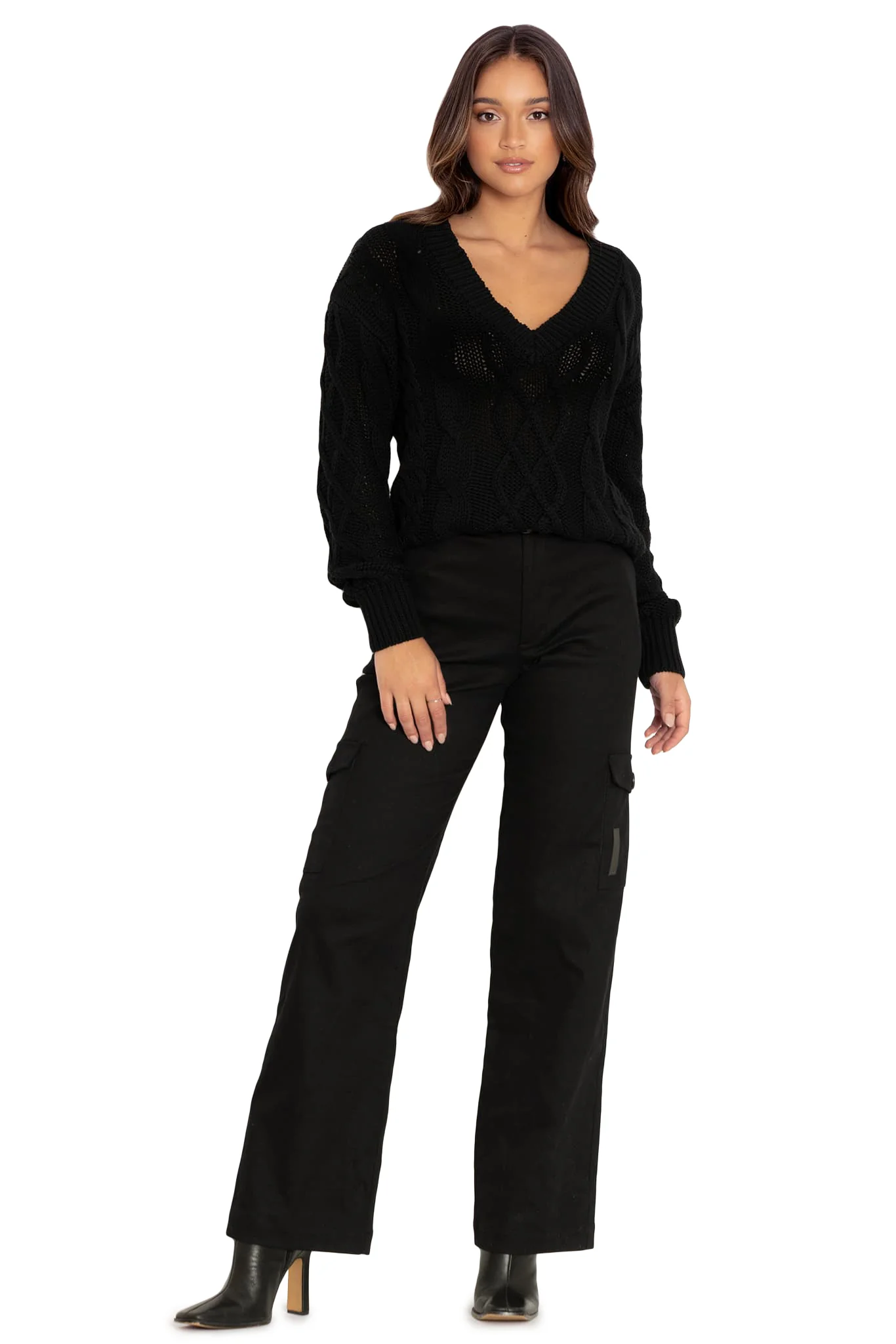 Black Cable Knit Sweater - Image 5