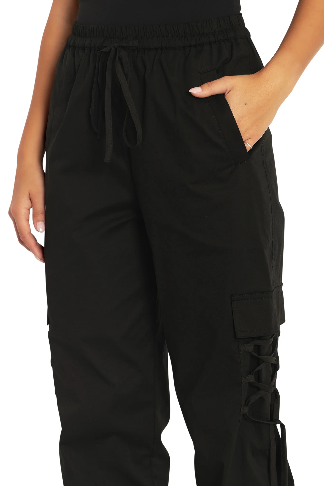 Black Comfy Cargo Pants - Image 3
