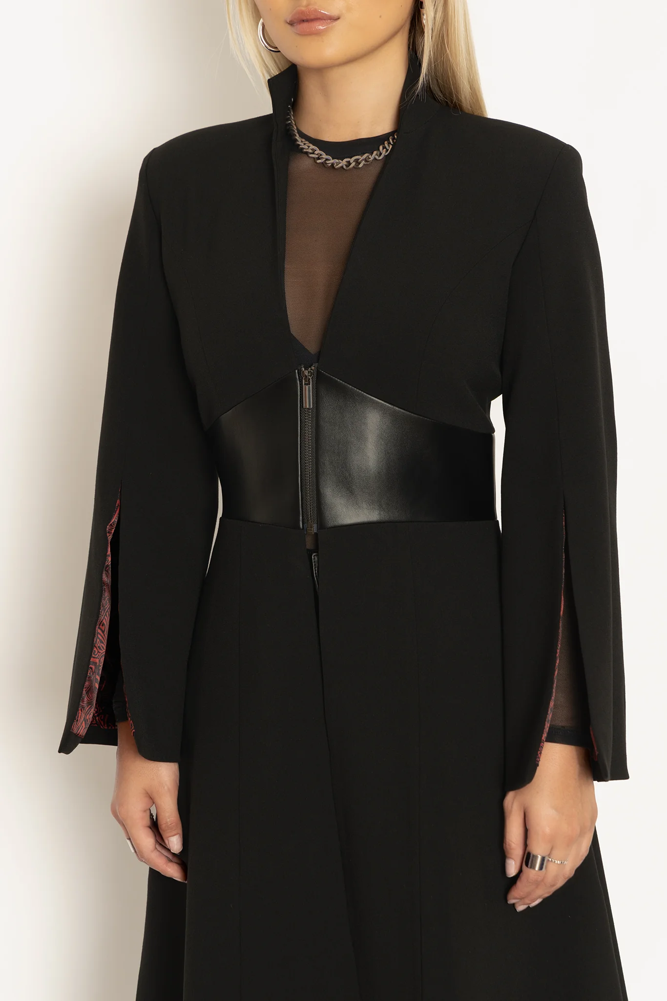 Black Cursed Bats Corset Trench Coat - Image 3