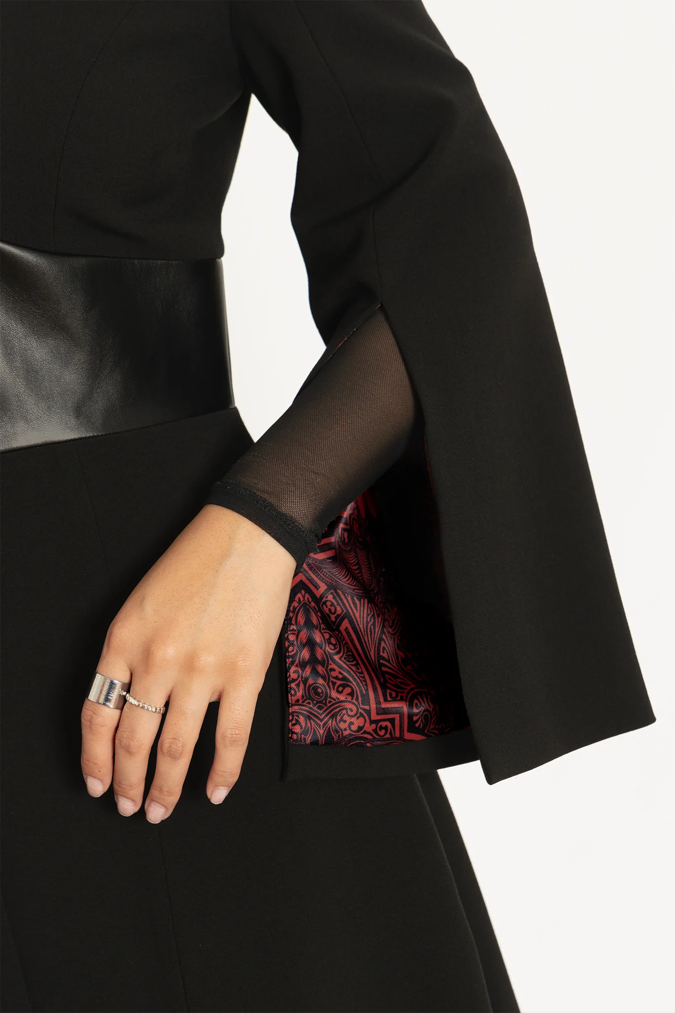 Black Cursed Bats Corset Trench Coat - Image 5