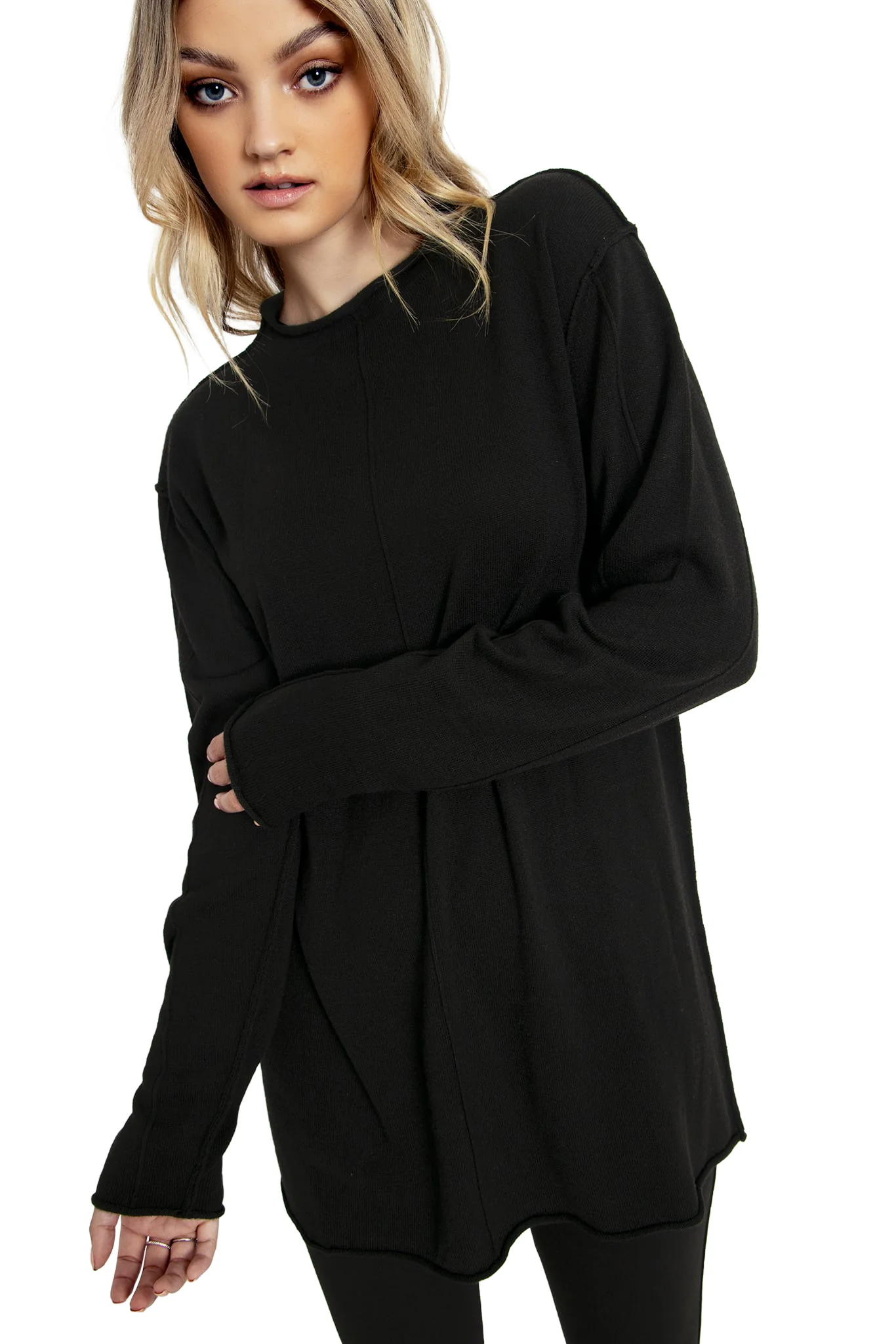 Black Knit Oversized Grunge Sweater - Image 7