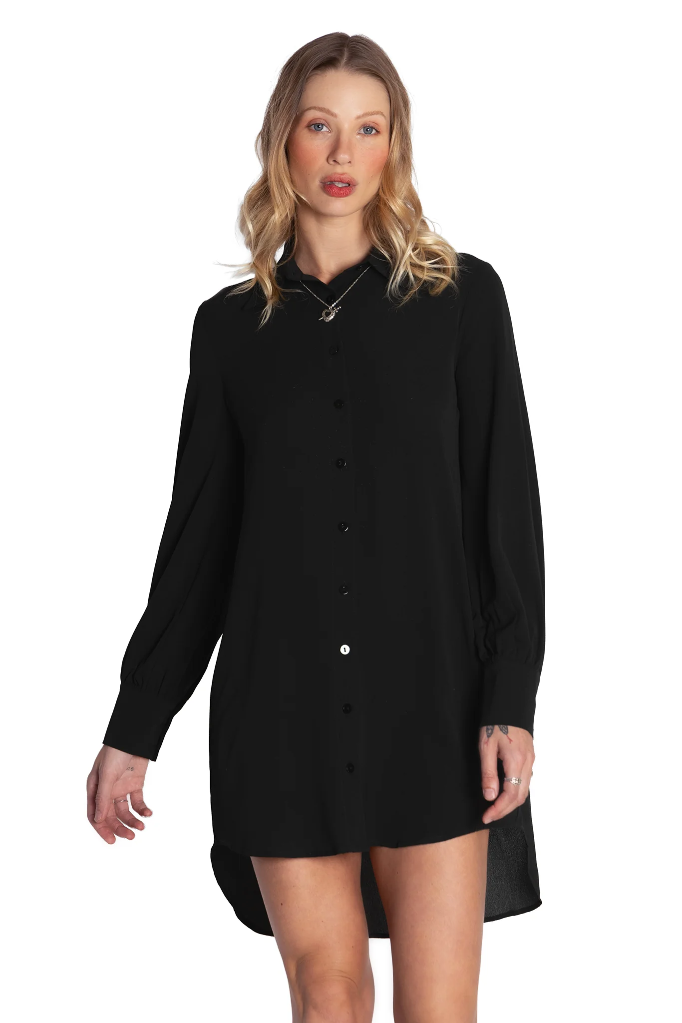 Black Long Sleeve Oversized Shirt Dress - Image 5