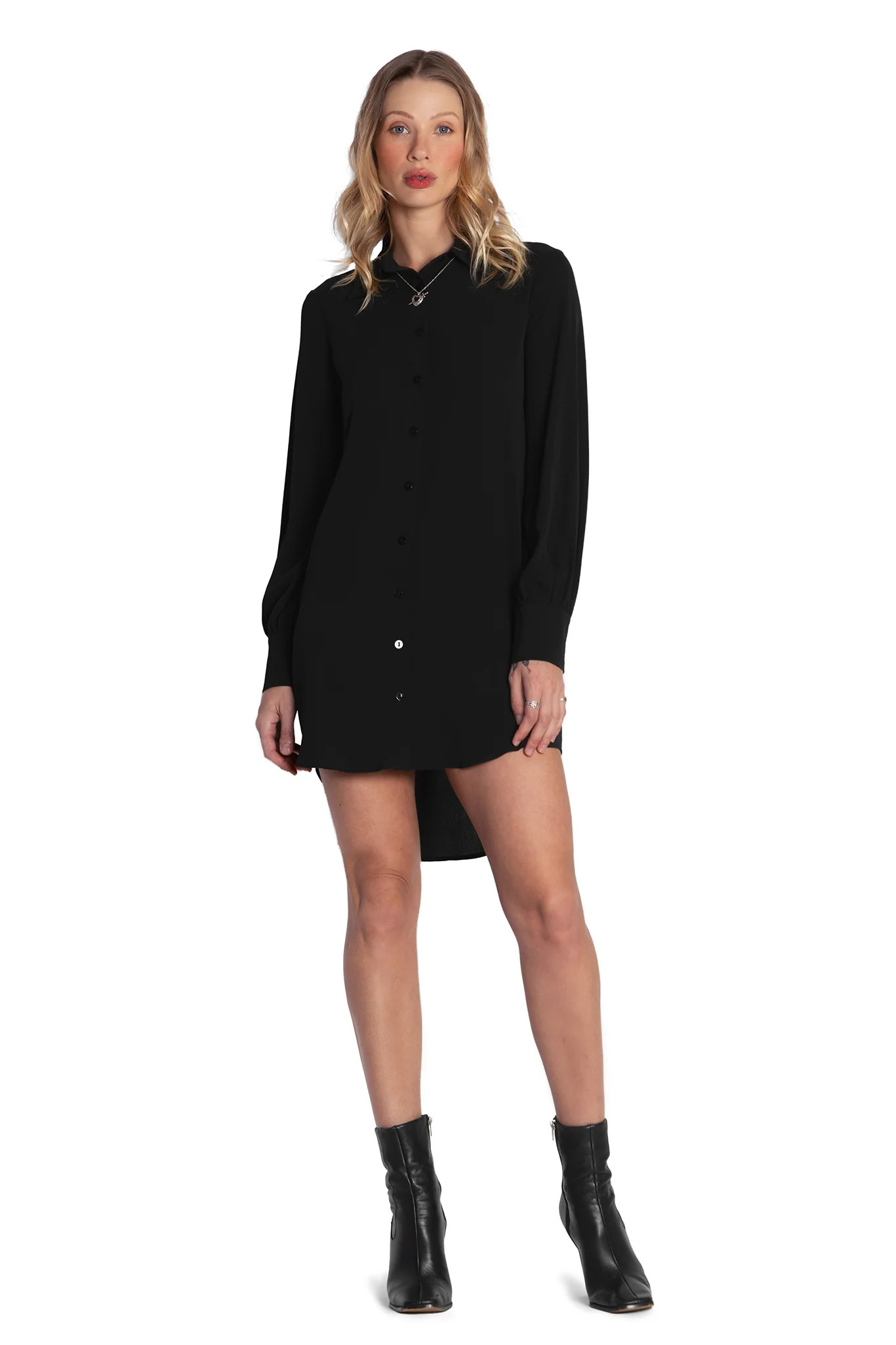 Black Long Sleeve Oversized Shirt Dress - Image 7