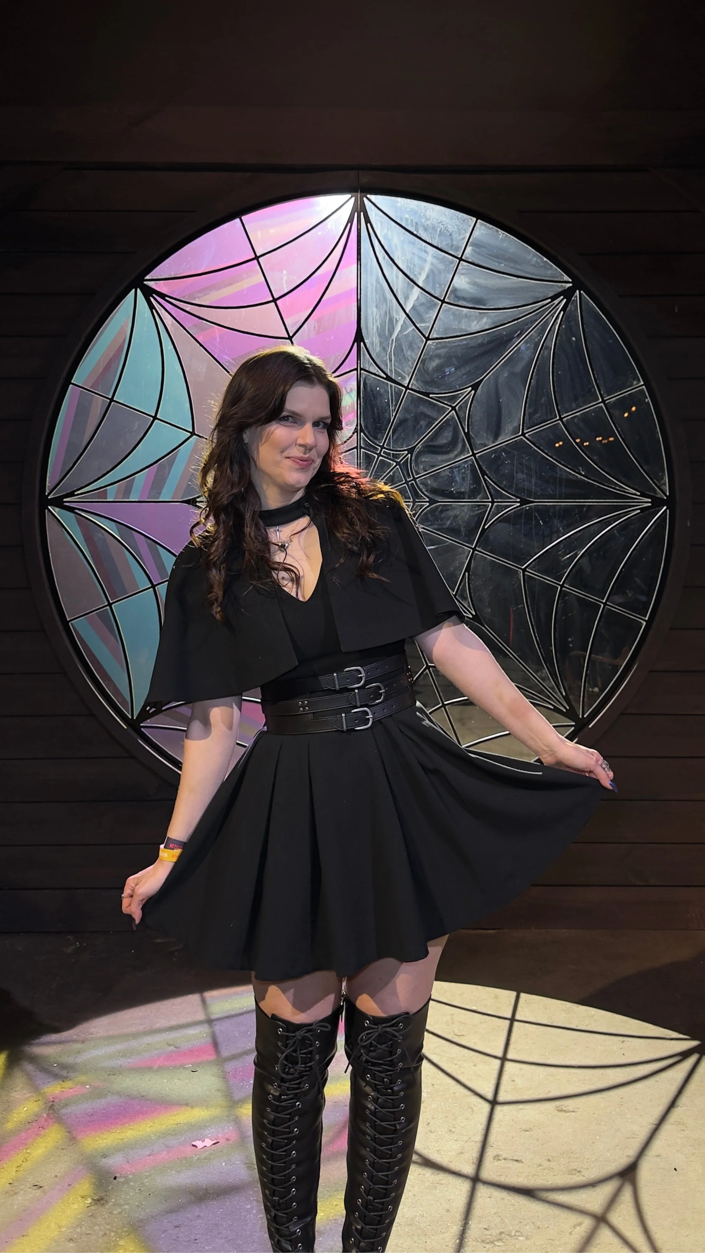 Black Pleated Pinny Dress - Image 4