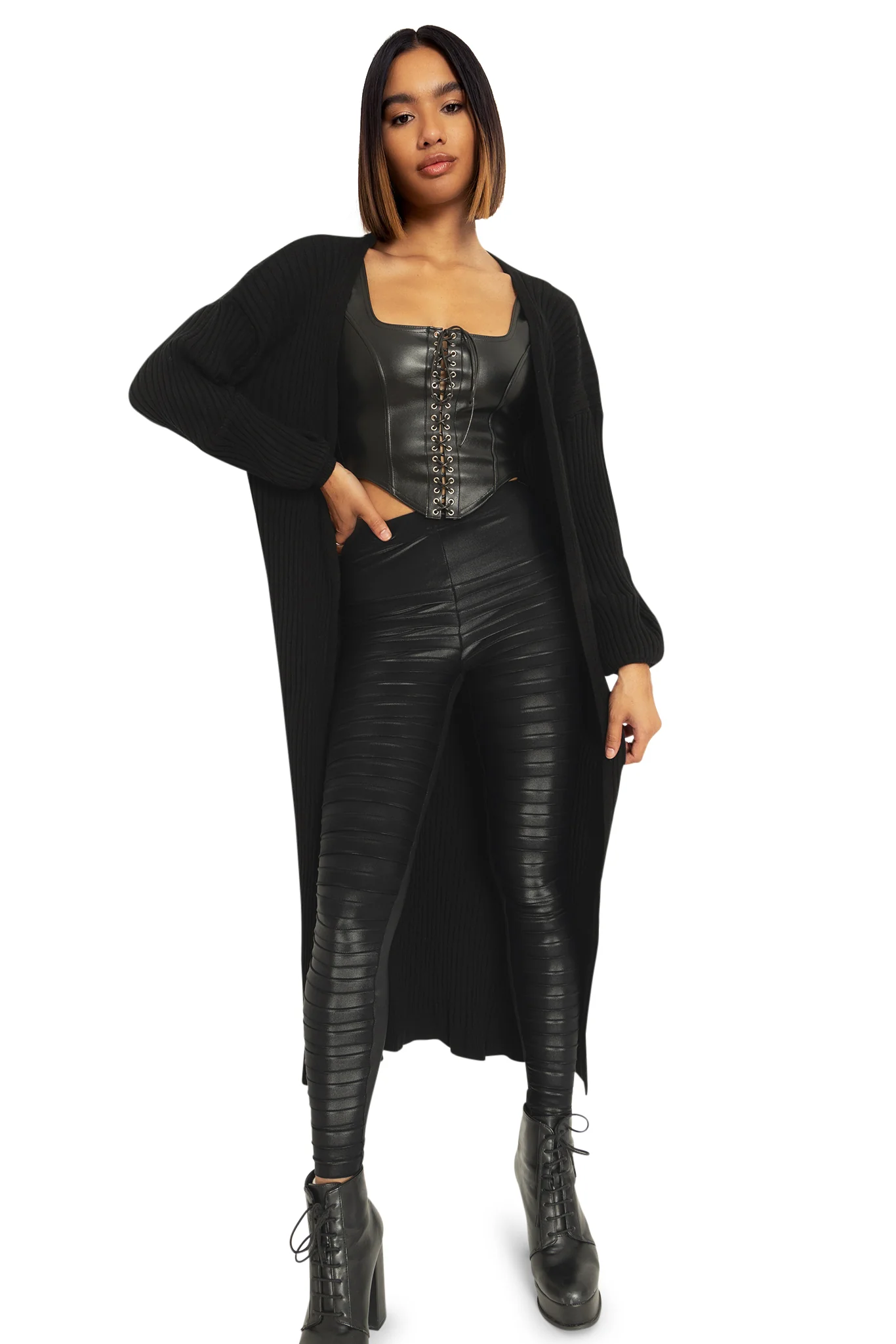 Black Rib Super Cardigan - Image 5