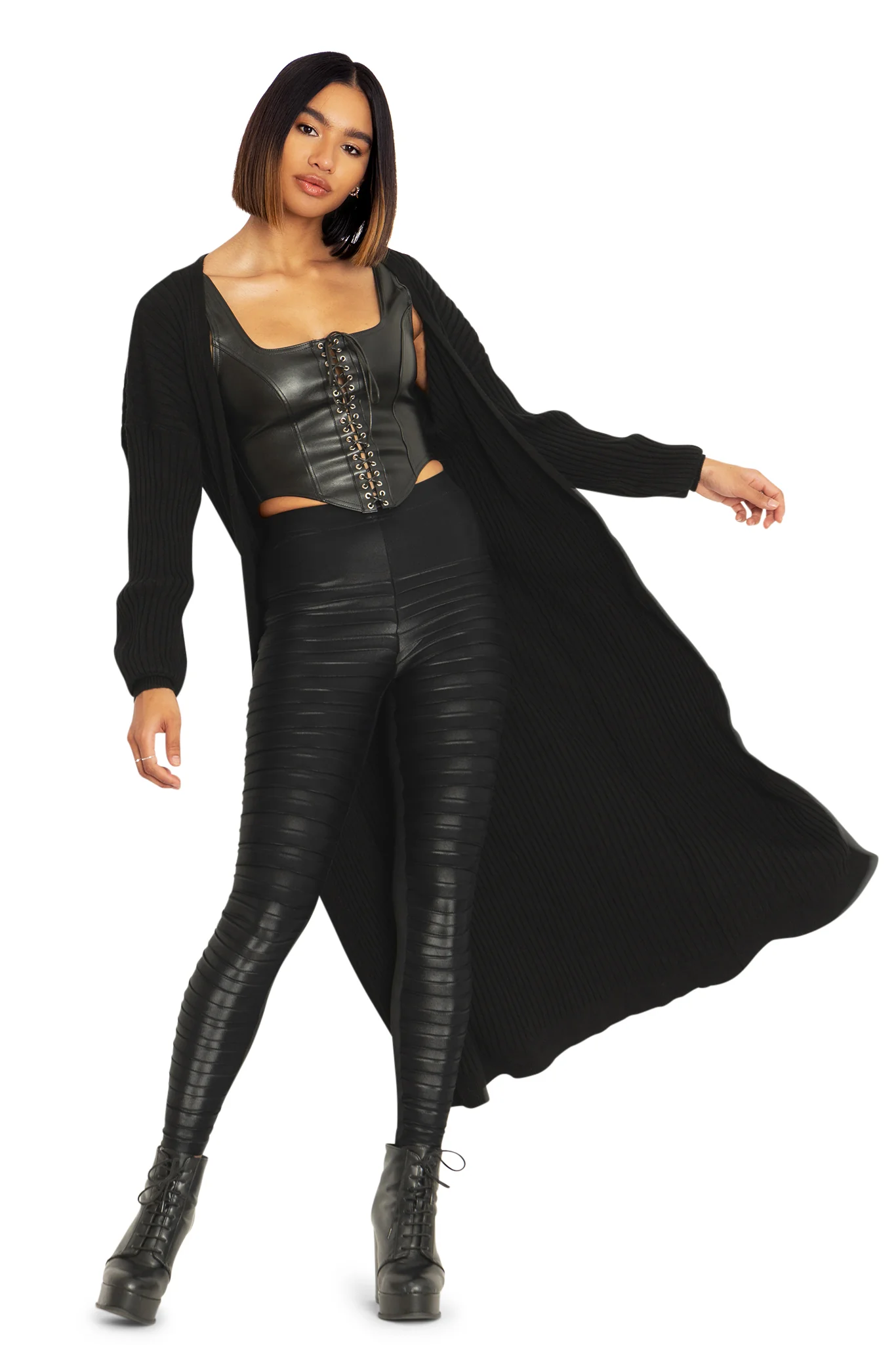 Black Rib Super Cardigan - Image 6