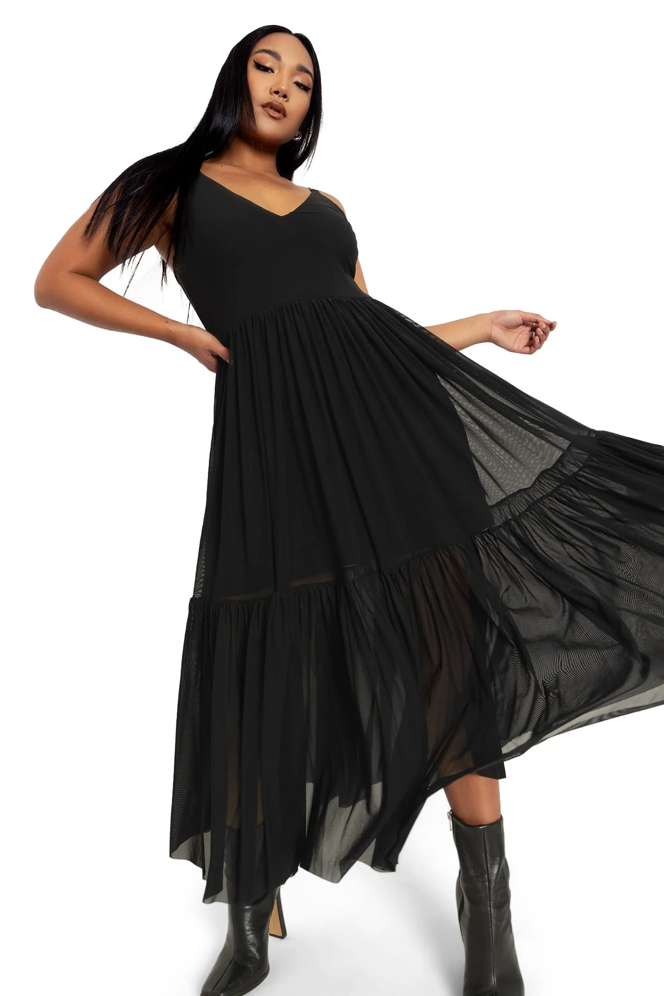 Black Sheer Midaxi Dress - Image 6