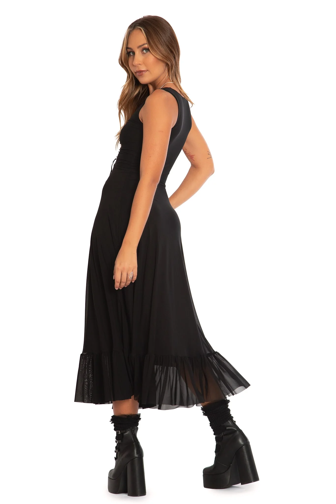 Black Sheer Sweetheart Empire Midaxi Dress - Image 2