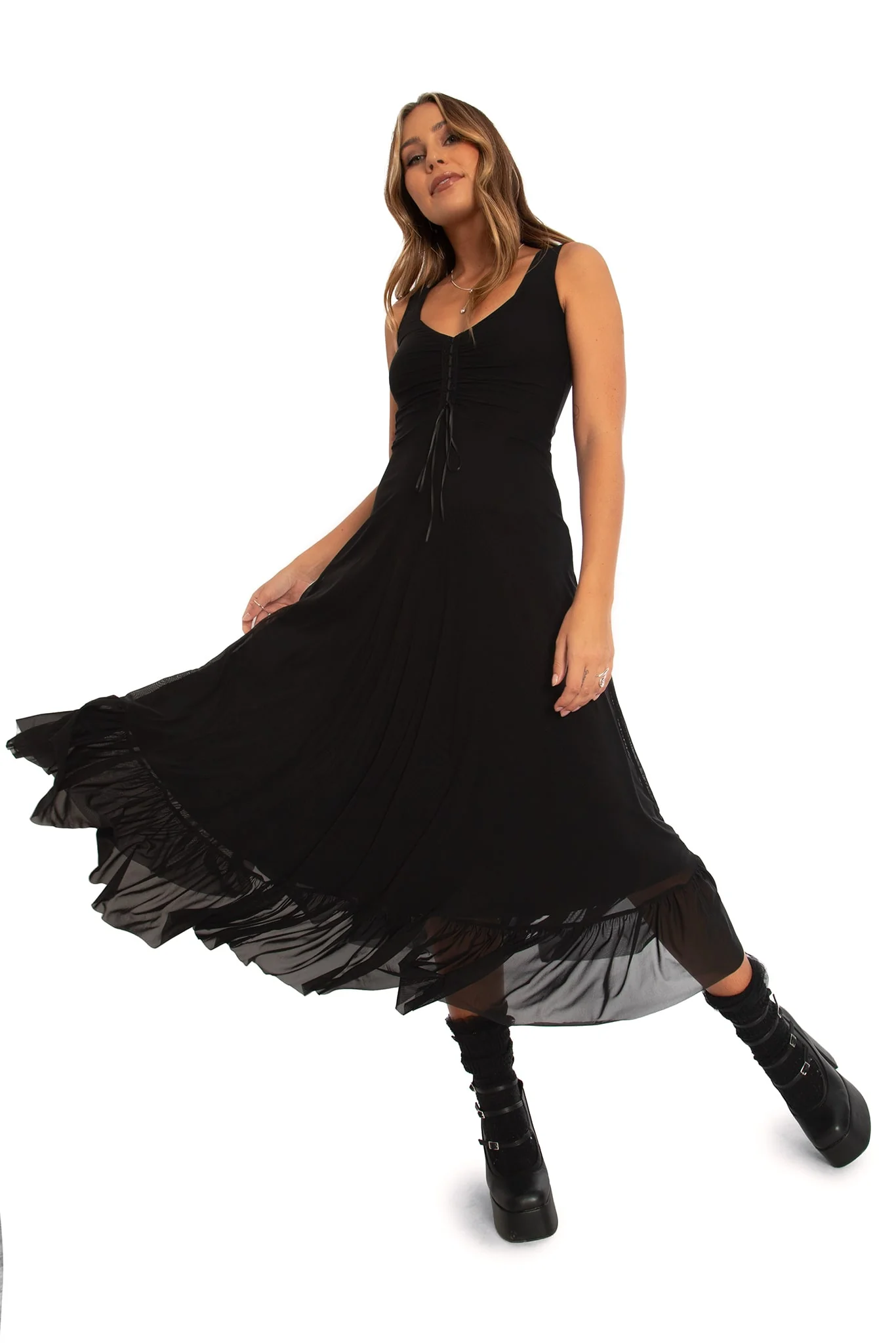 Black Sheer Sweetheart Empire Midaxi Dress - Image 5