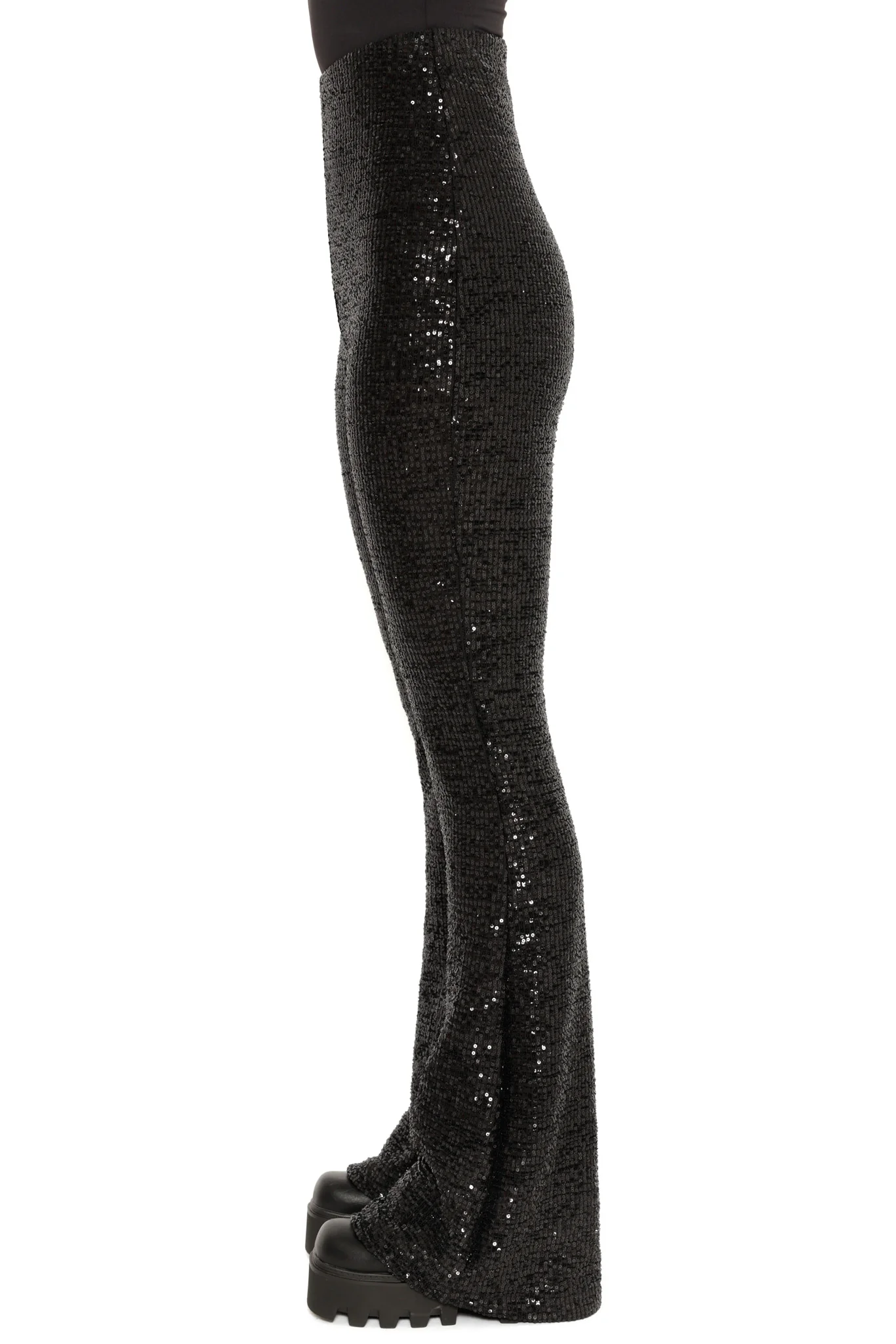 Black Sparkle Sparkle Flare Pants - Image 4