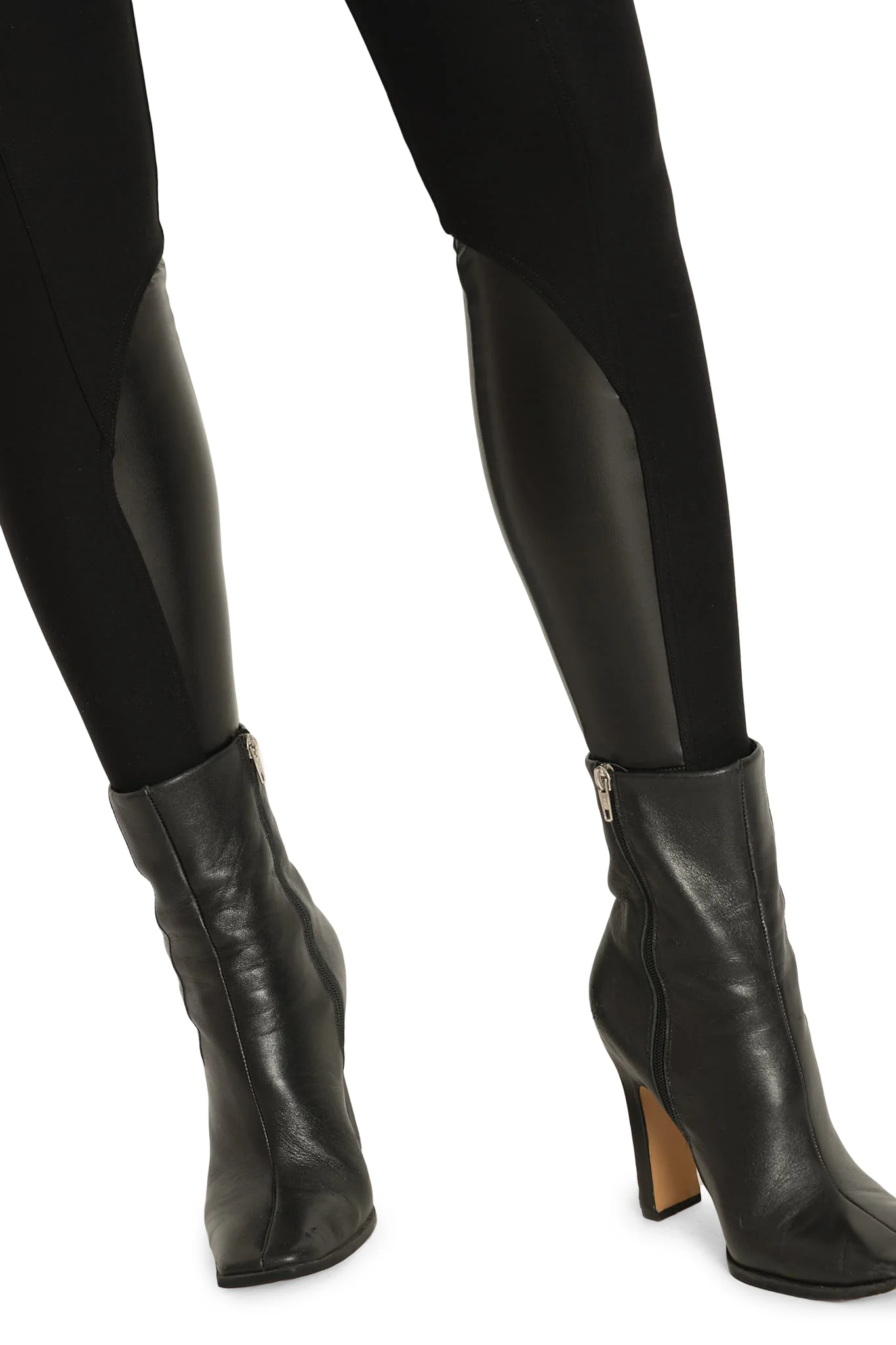 Black Splice Panelled High Waisted Leggings - Image 5