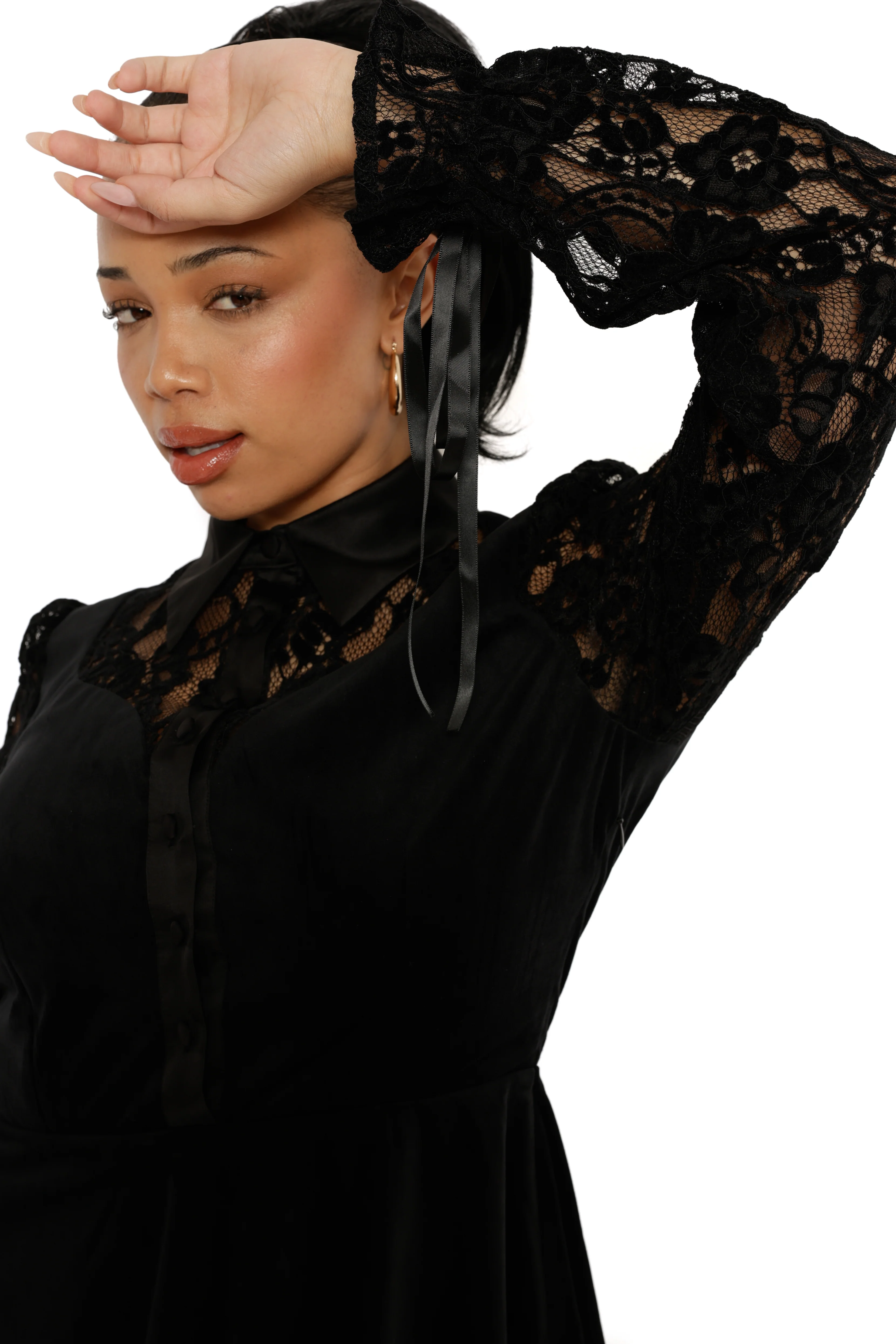 Black Swan Long Puff Sleeve Dress - Image 11