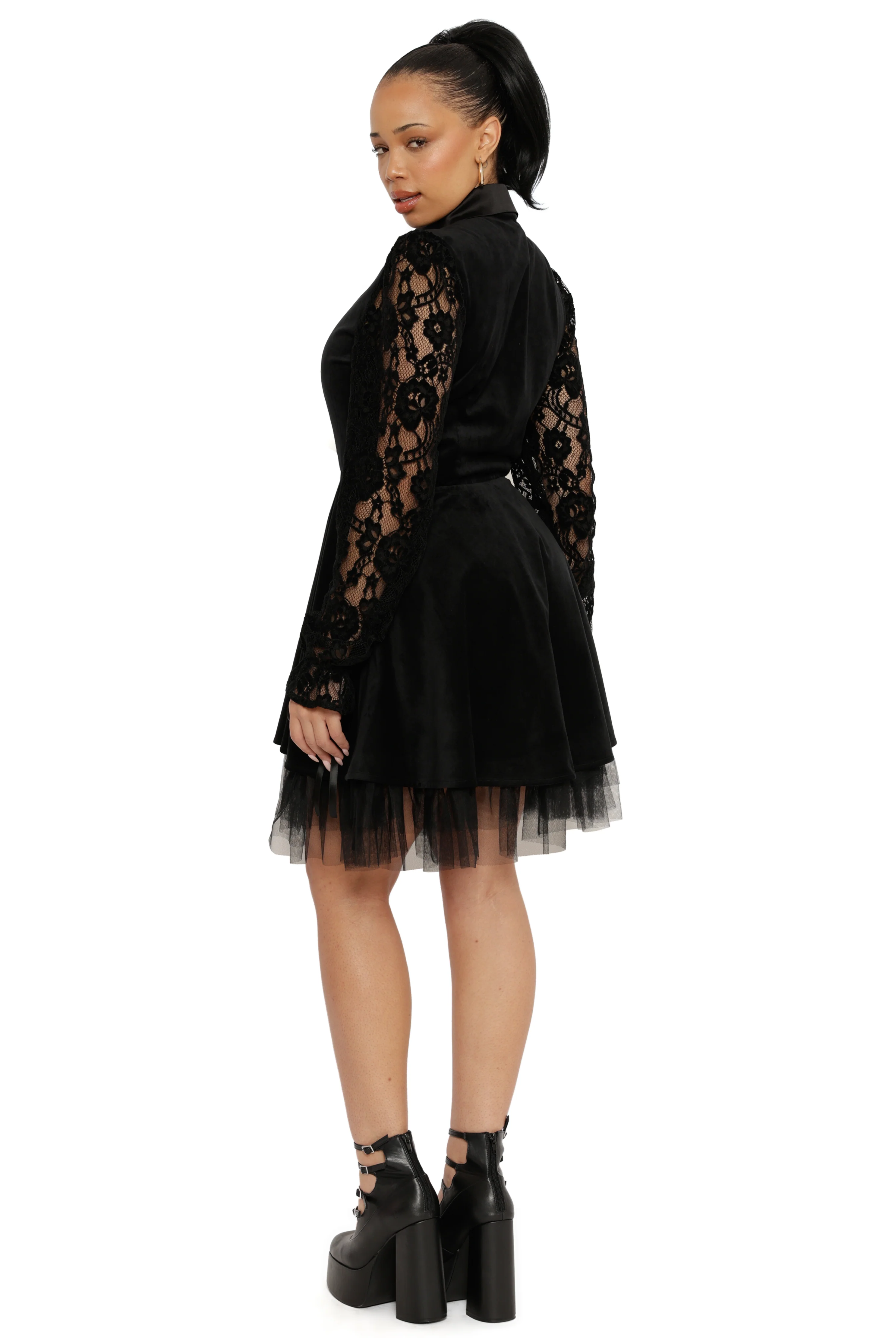 Black Swan Long Puff Sleeve Dress - Image 5