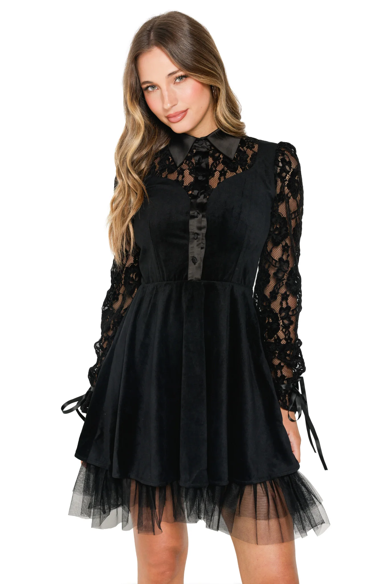Black Swan Long Puff Sleeve Dress - Image 8