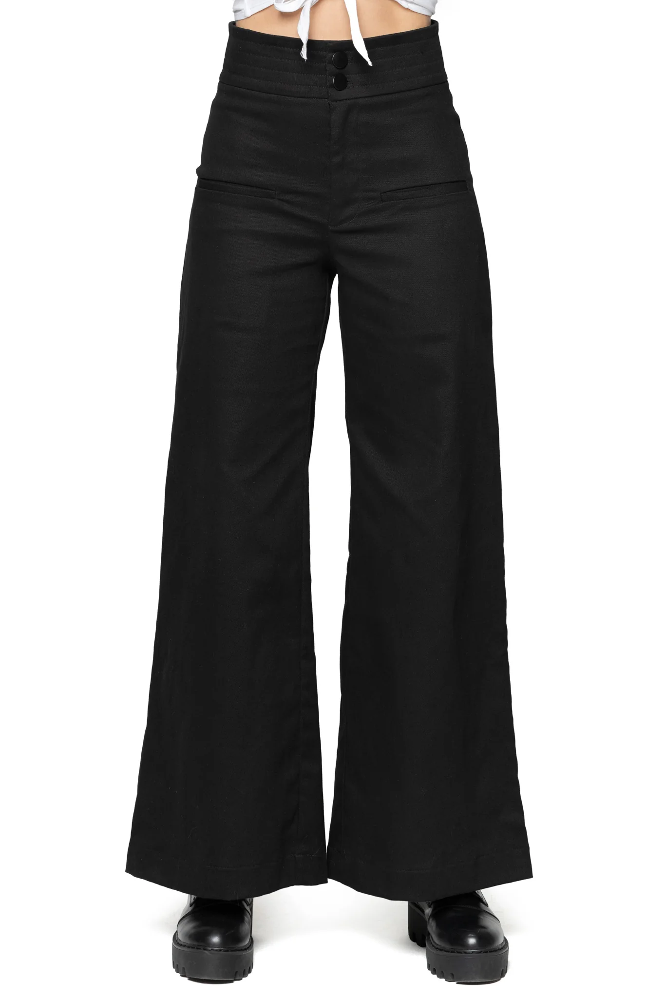 Black Sweeper Wide Leg Pants - Image 4
