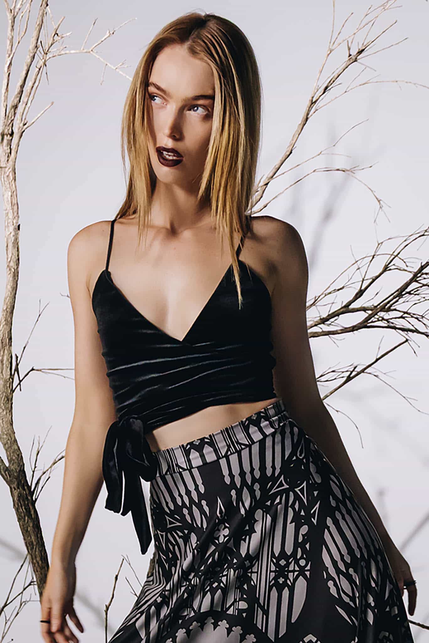 Black Velvet Wrap Top - Image 9