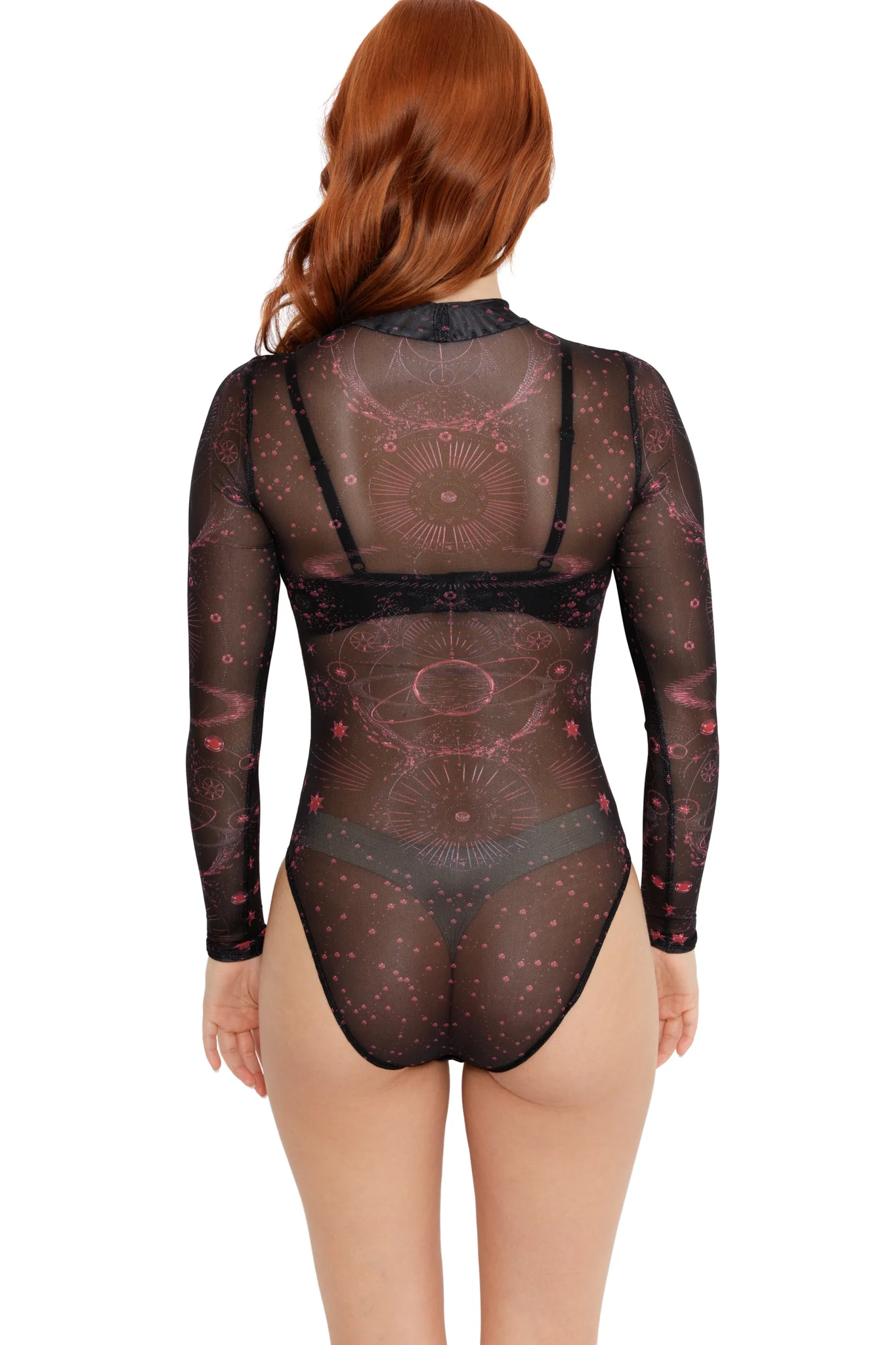 Blood Moon Sheer High Neck Long Sleeve Bodysuit - Image 4