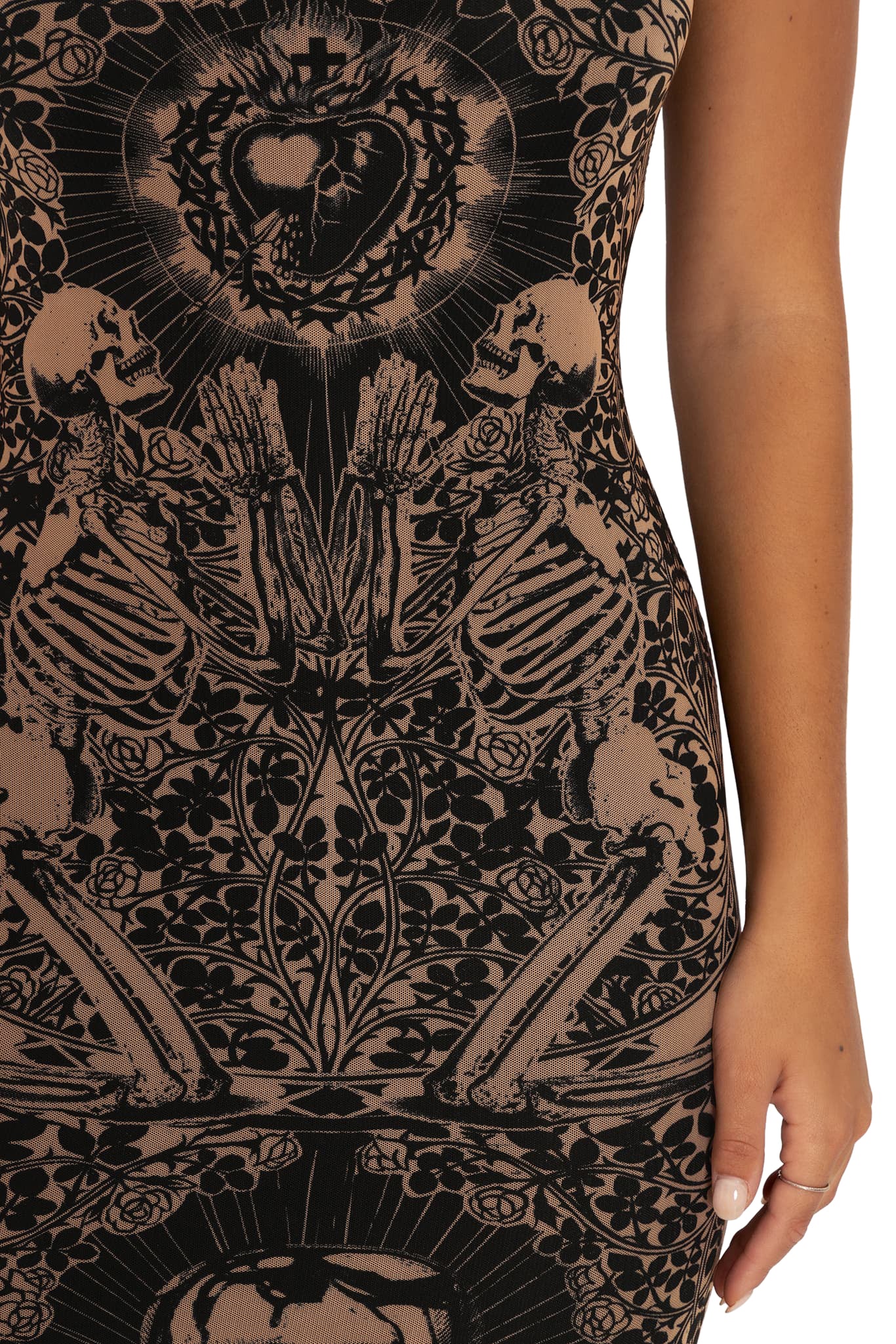 Blood Sacrifice Beige Sheer Bodycon Slip Dress - Image 6