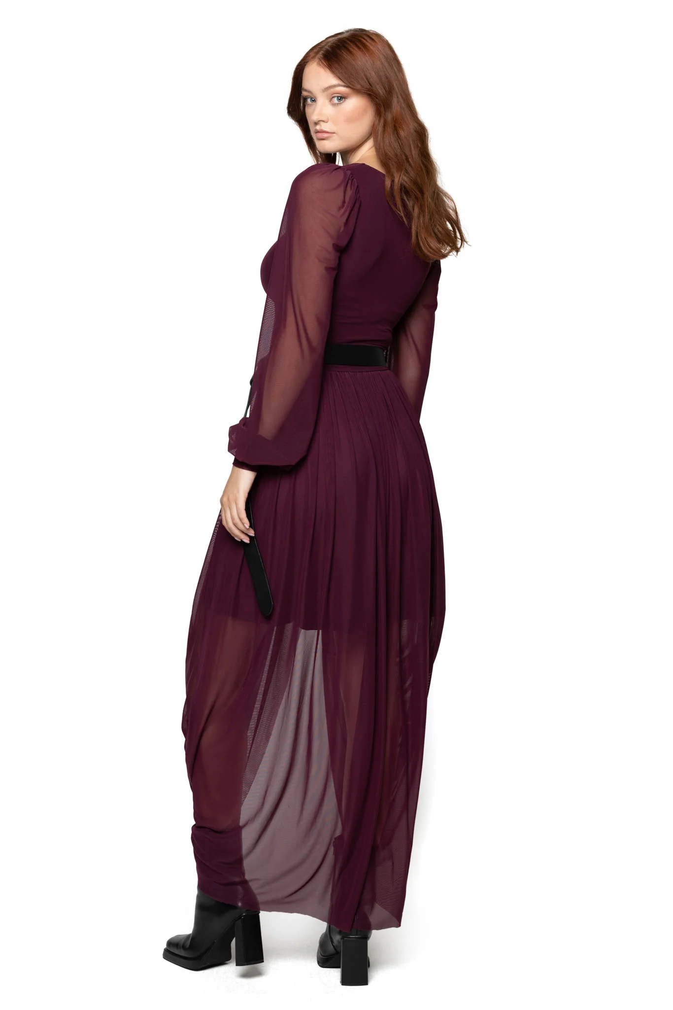 Bloodwine Sheer Romance Maxi Dress - Image 7