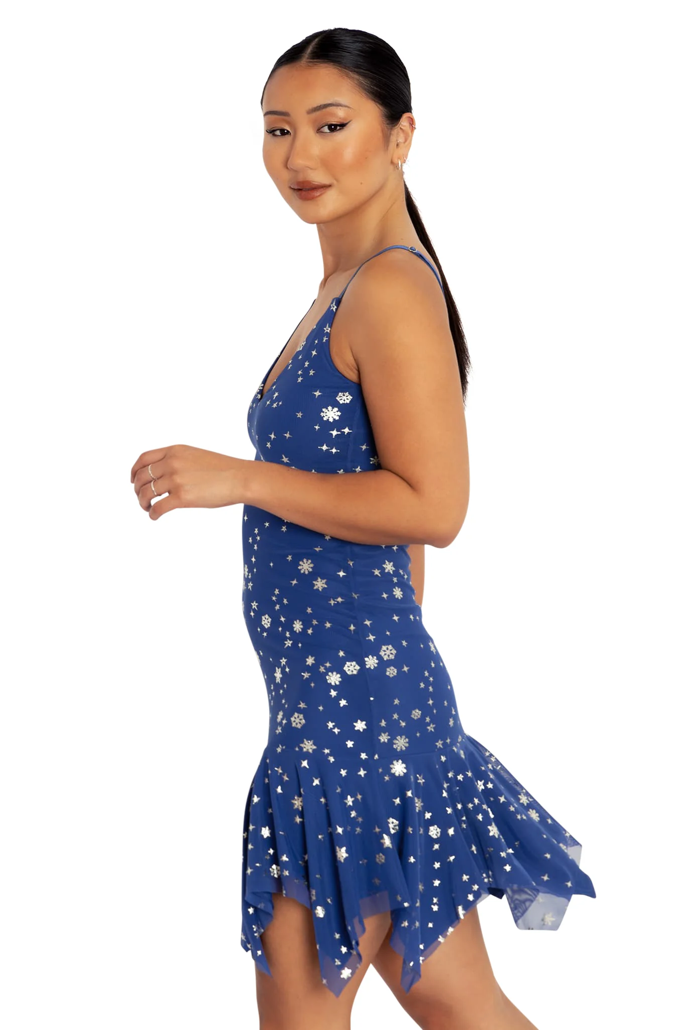 Christmas Star Blue Mini Handkerchief Dress - Image 5
