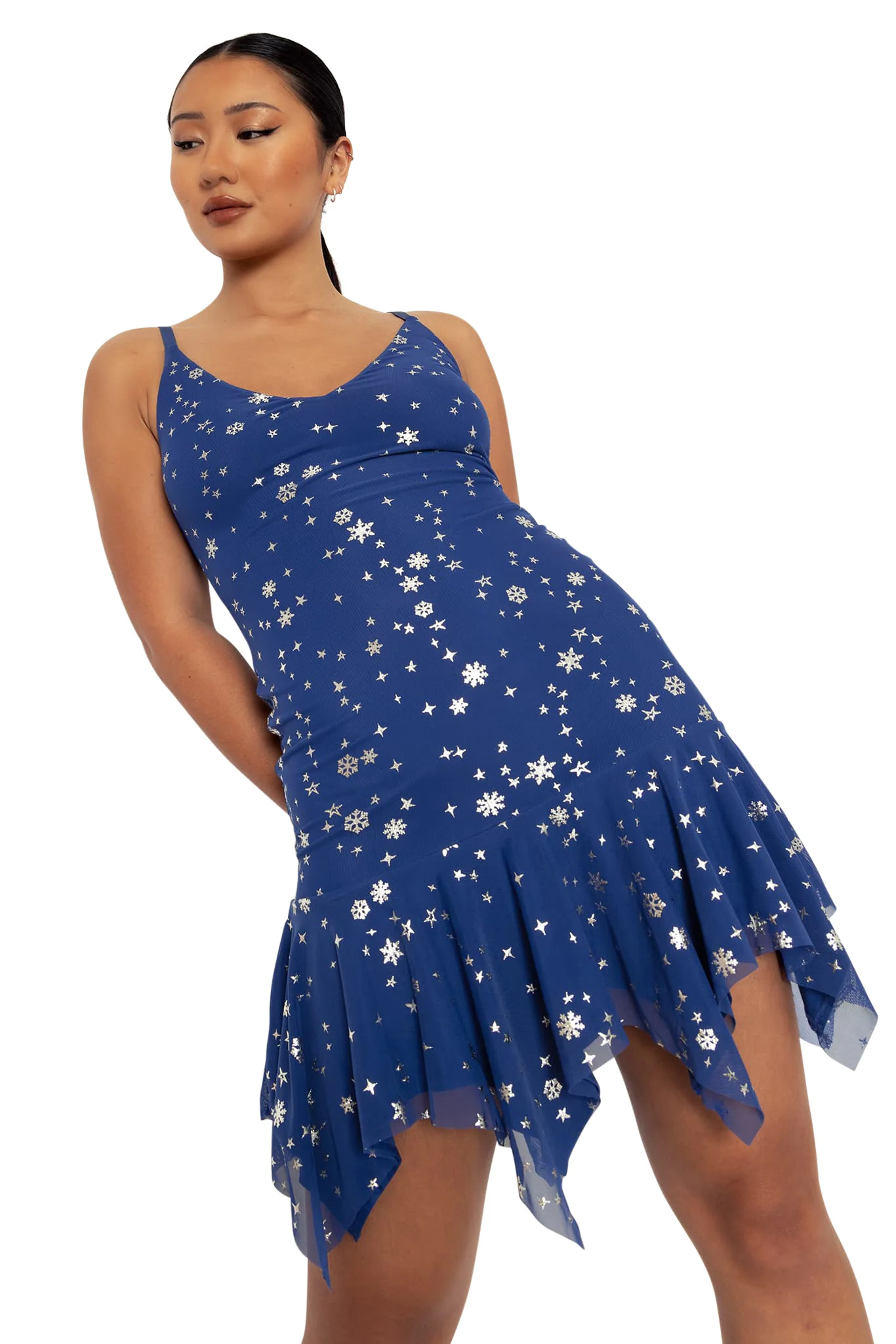 Christmas Star Blue Mini Handkerchief Dress - Image 7