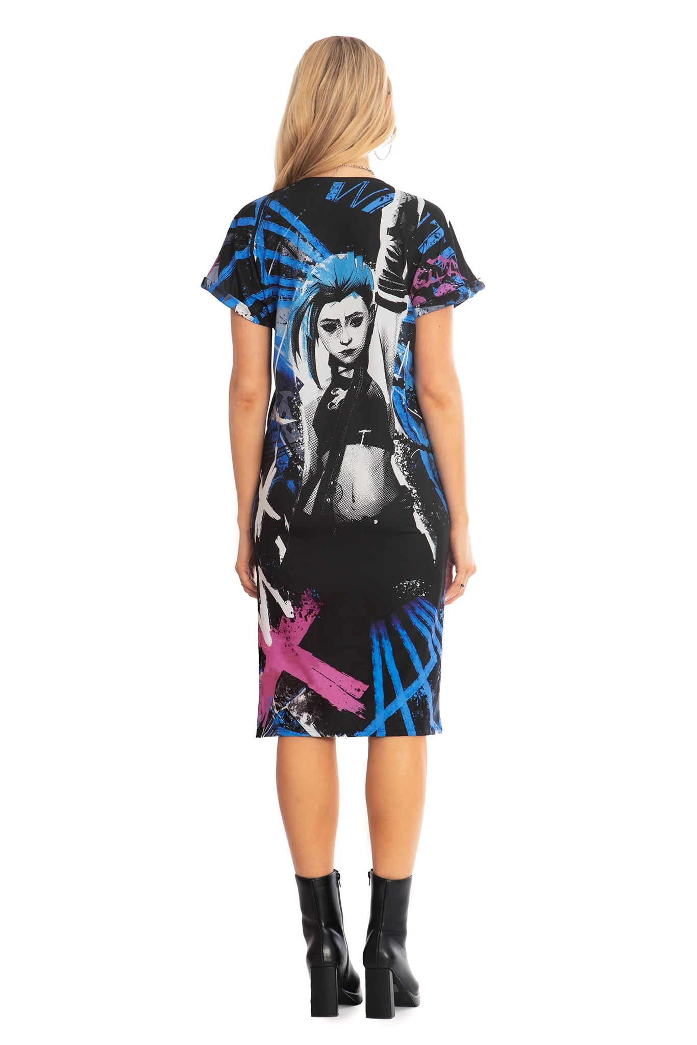 Blue Hair Riot Midi Tee Dress - Image 2