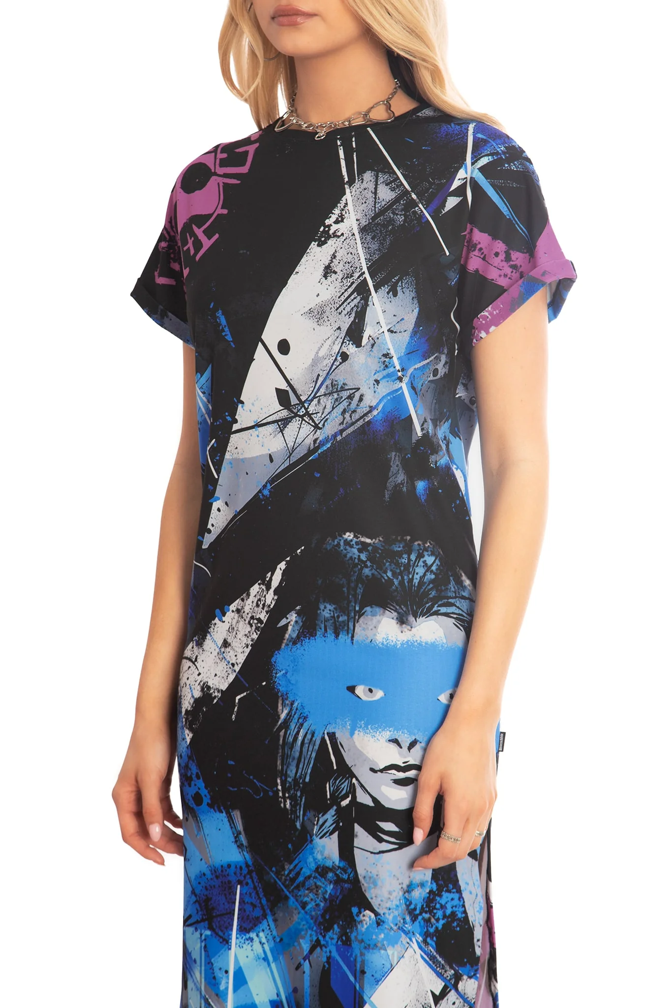 Blue Hair Riot Midi Tee Dress - Image 3