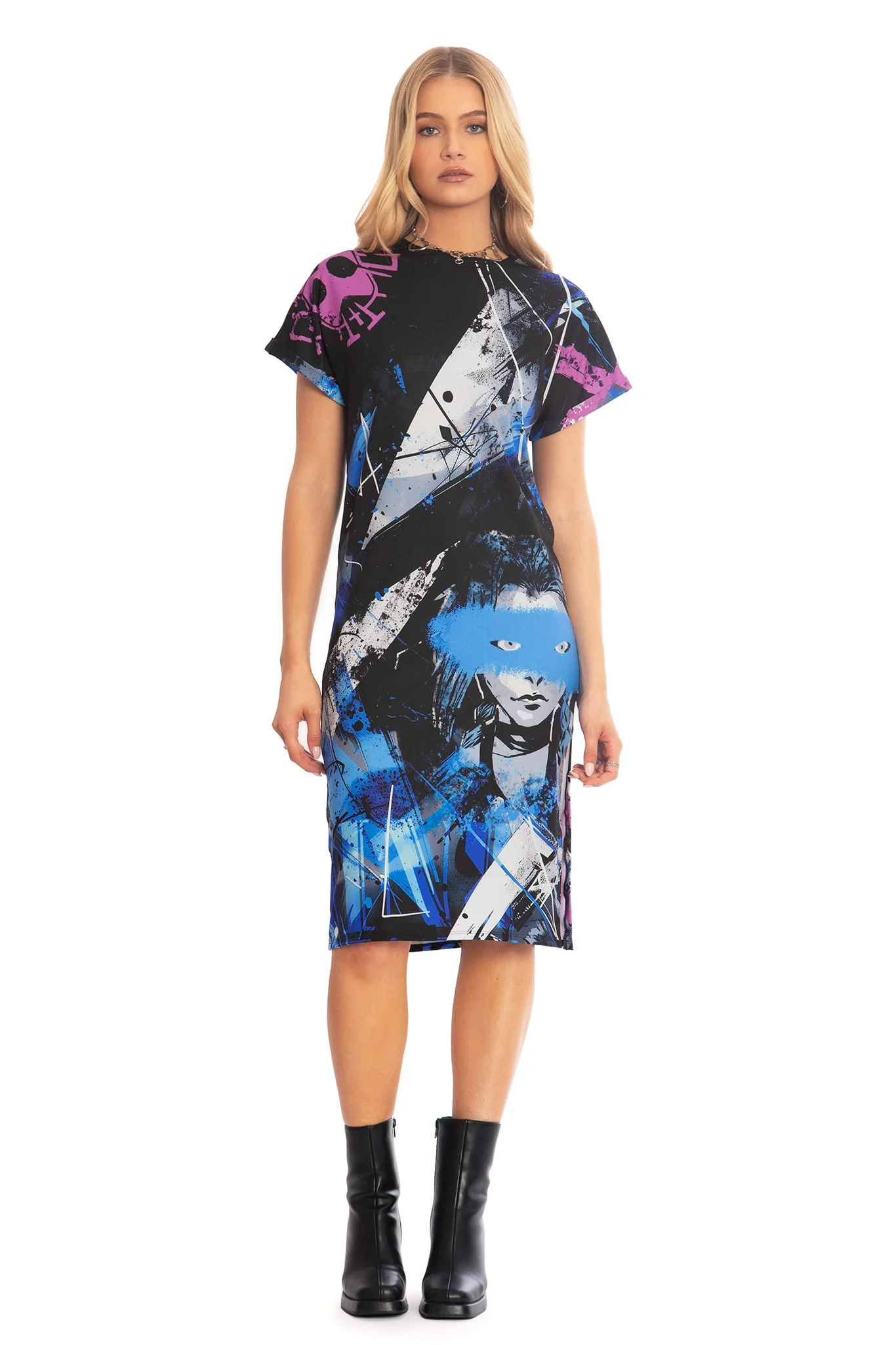Blue Hair Riot Midi Tee Dress - Image 6