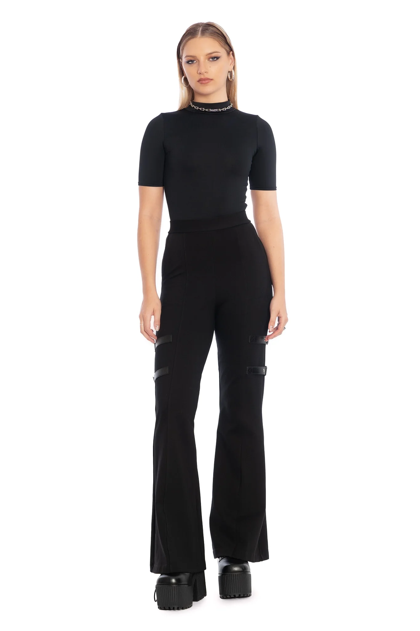 Buckle Up High Waisted Flare Pants - Image 5