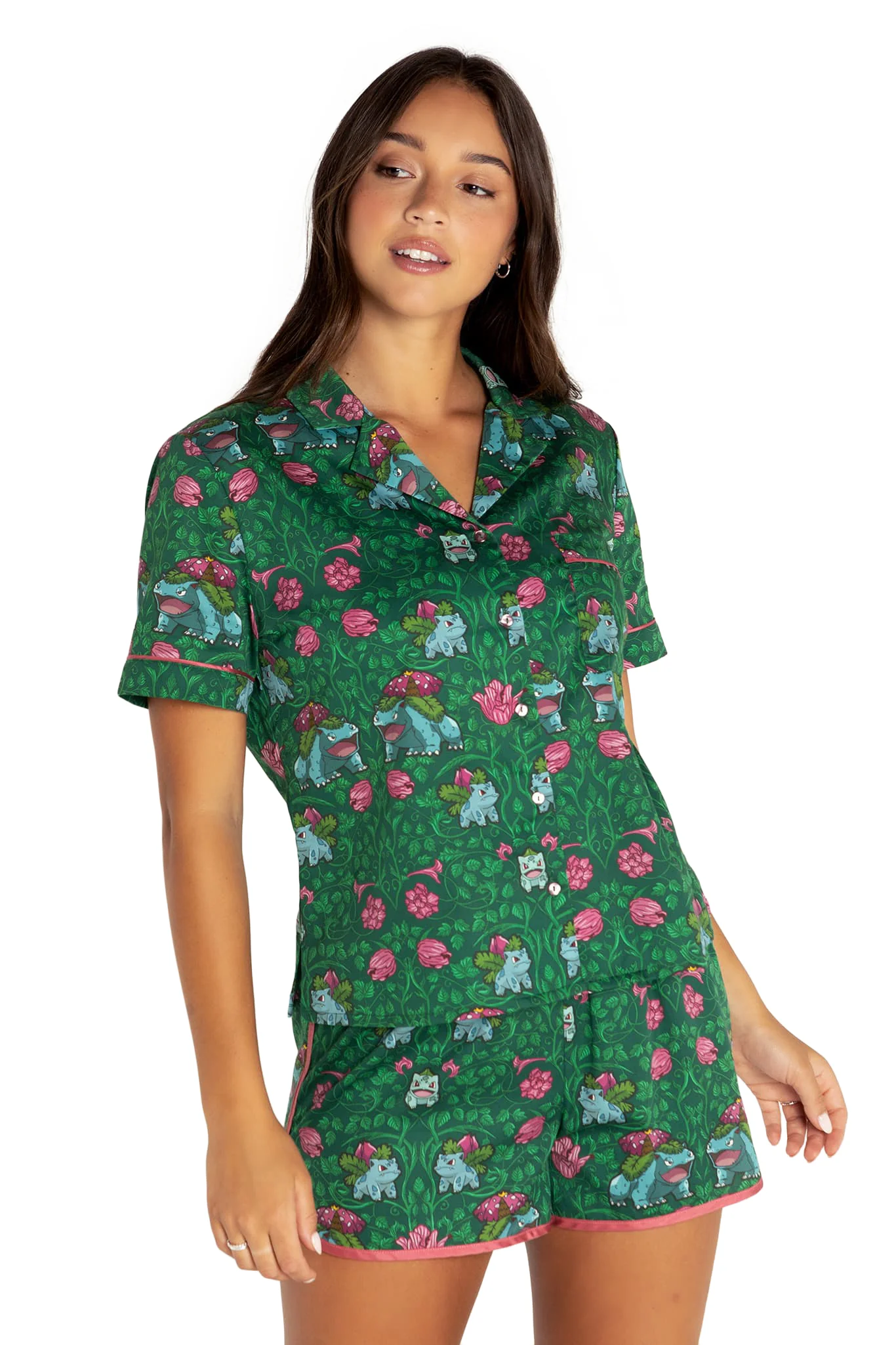 Bulbasaur Evolution Soft Button Up Sleep Shirt