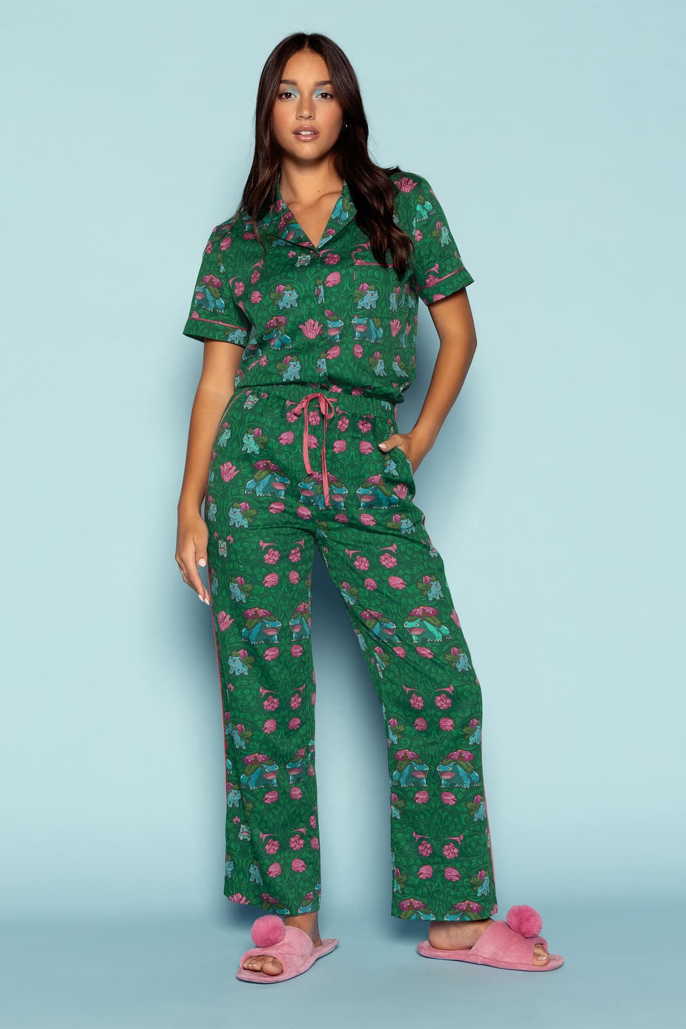 Bulbasaur Evolution Soft Button Up Sleep Shirt - Image 4