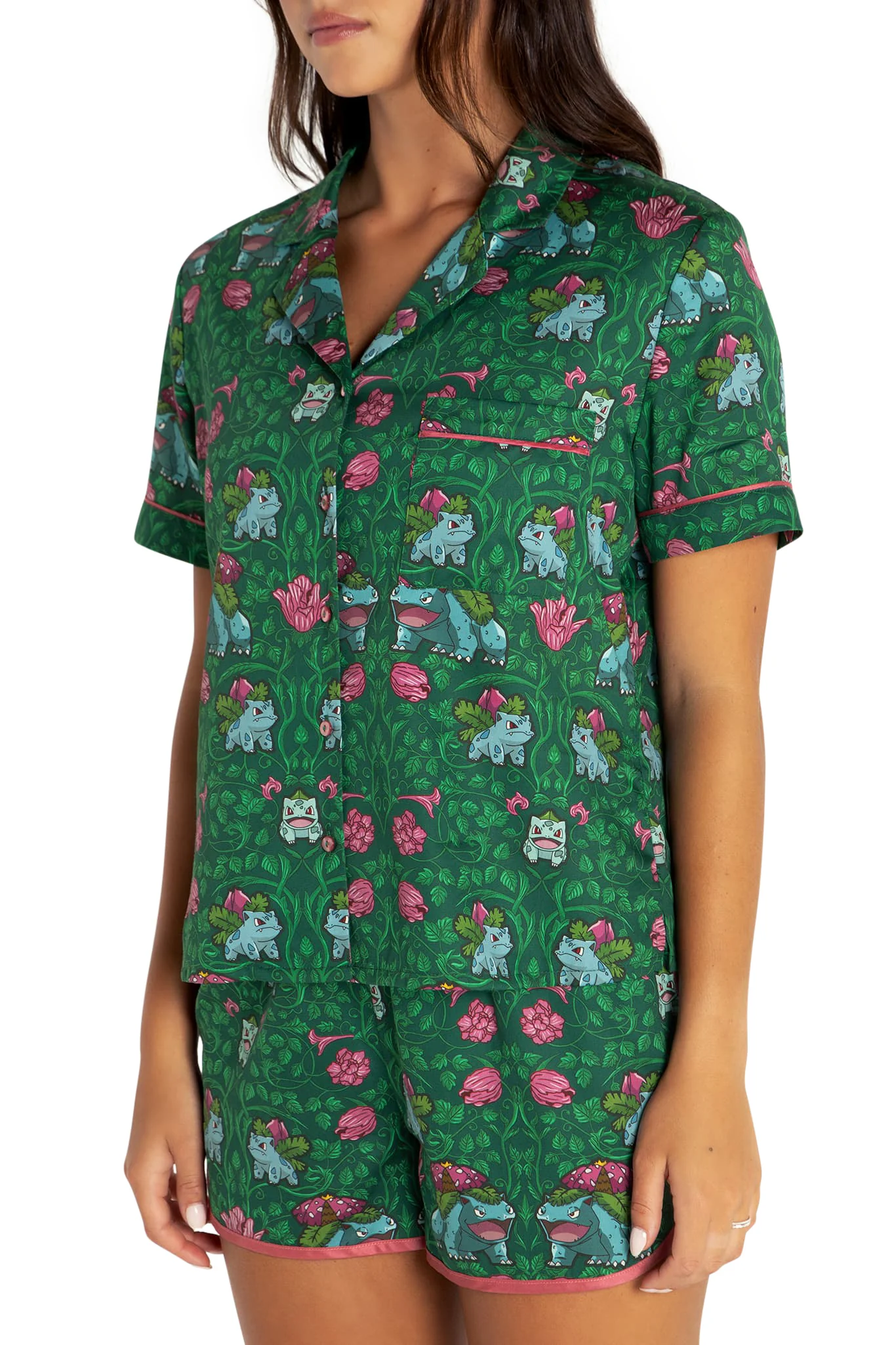 Bulbasaur Evolution Soft Button Up Sleep Shirt - Image 5