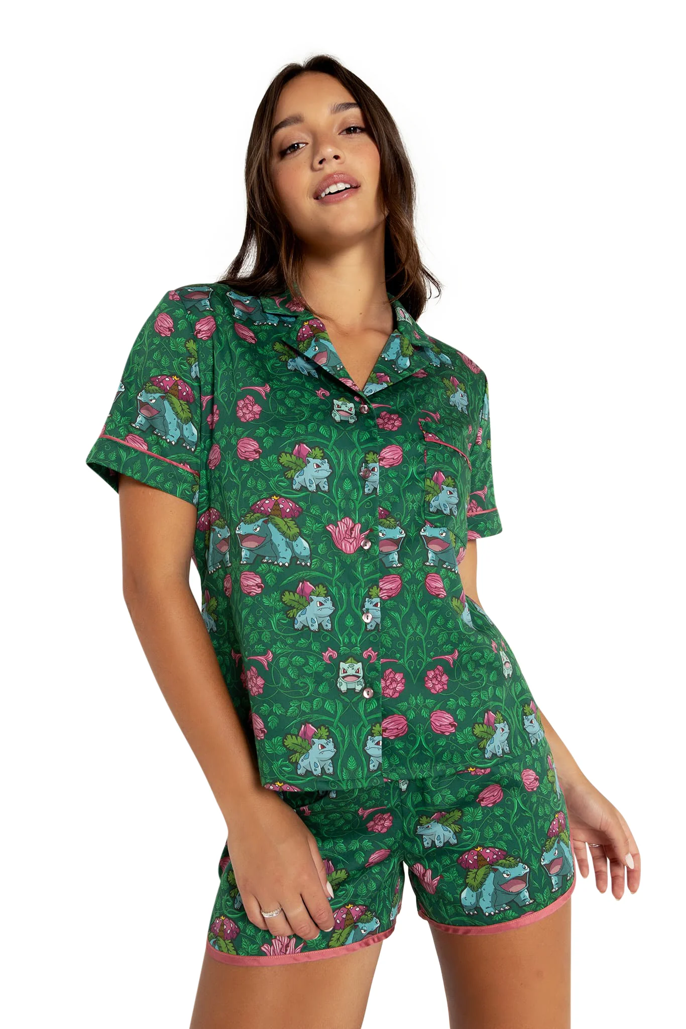 Bulbasaur Evolution Soft Button Up Sleep Shirt - Image 8