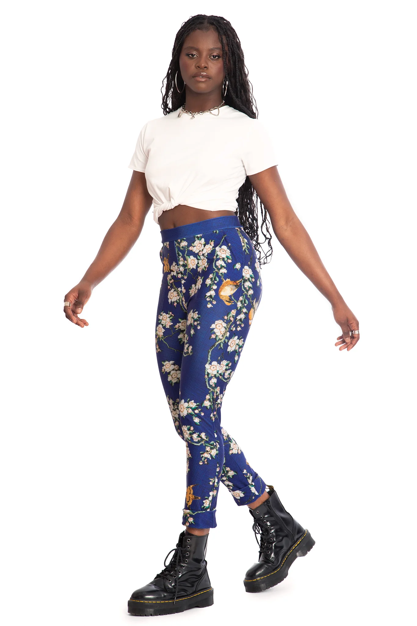 Bullfinch And Weeping Cherry Blossoms Cuffed Pants - Image 5