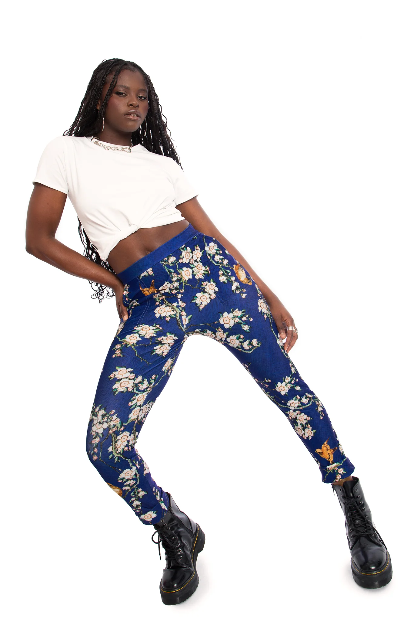 Bullfinch And Weeping Cherry Blossoms Cuffed Pants - Image 6