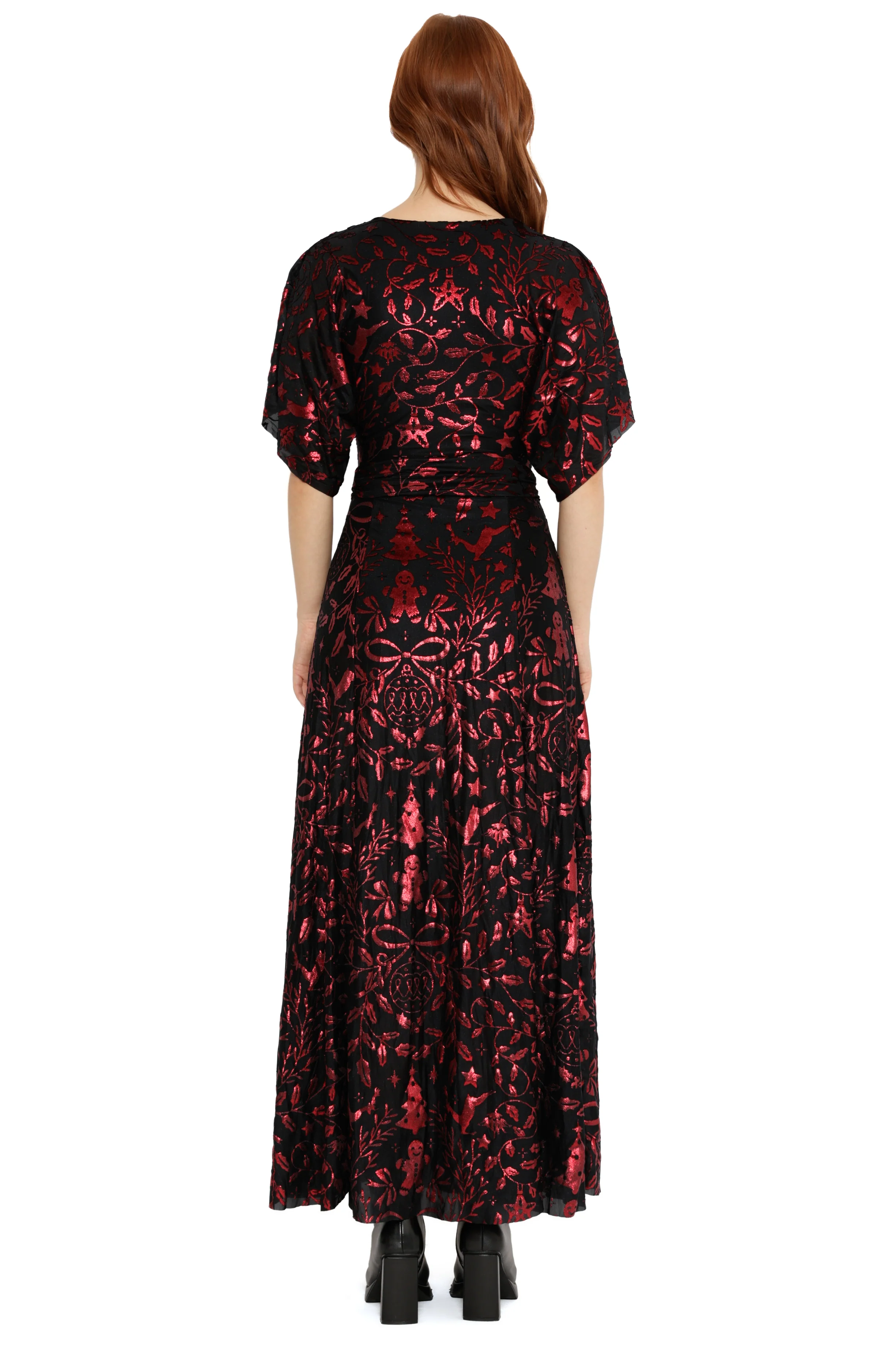 Burned Velvet Crimson Carol Kimono Maxi Dress - Image 3