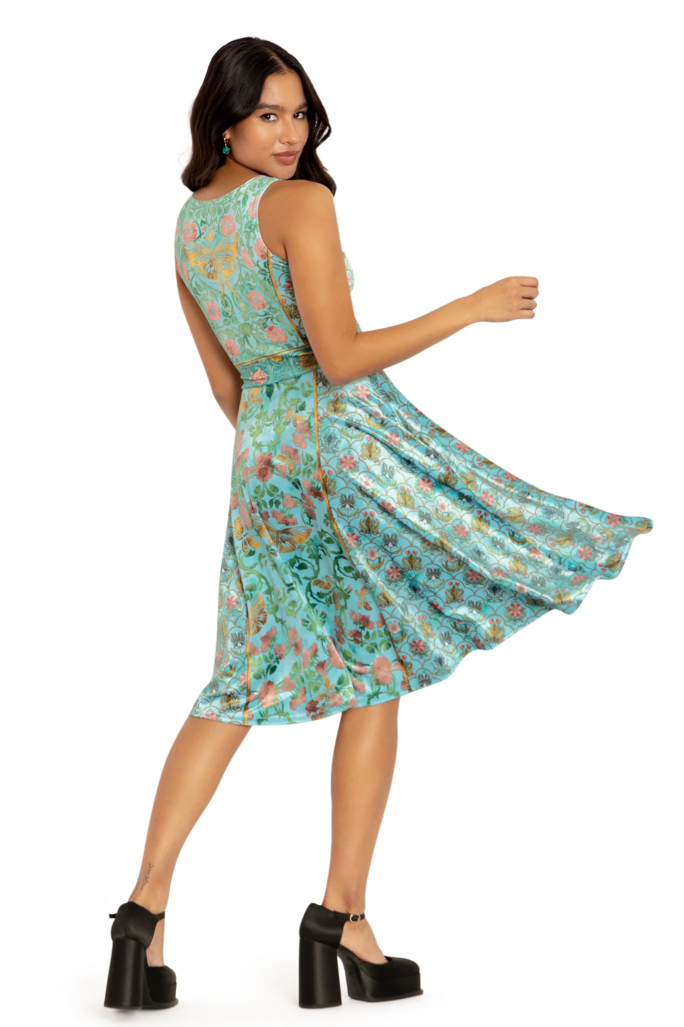Butterfly Wallpaper Velvet Princess Midi Dress - Image 2