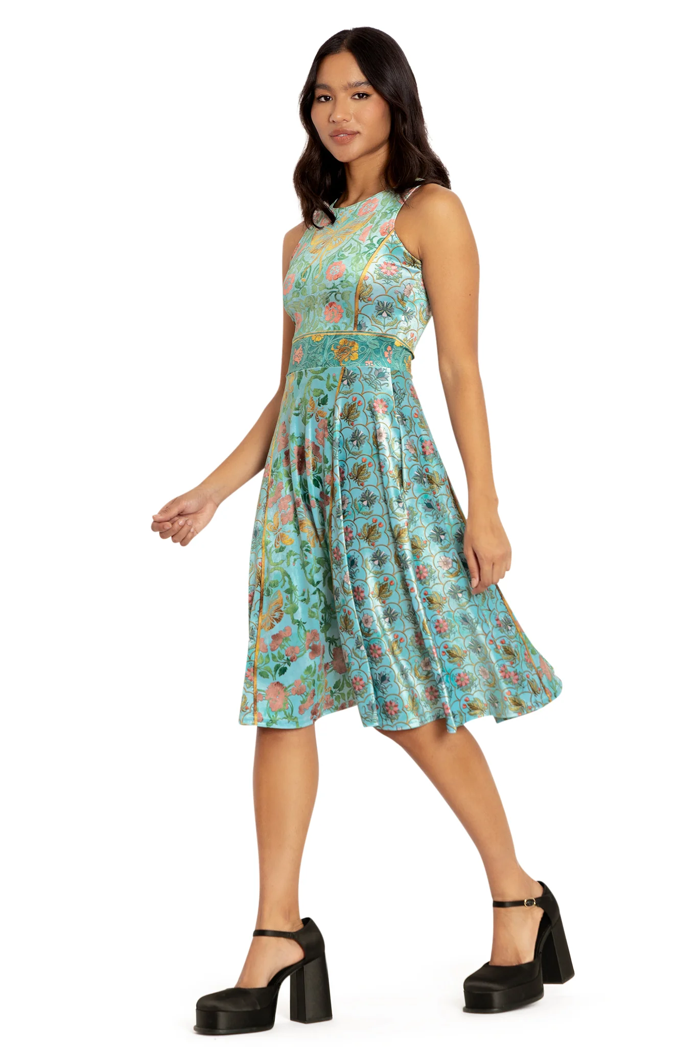 Butterfly Wallpaper Velvet Princess Midi Dress - Image 6